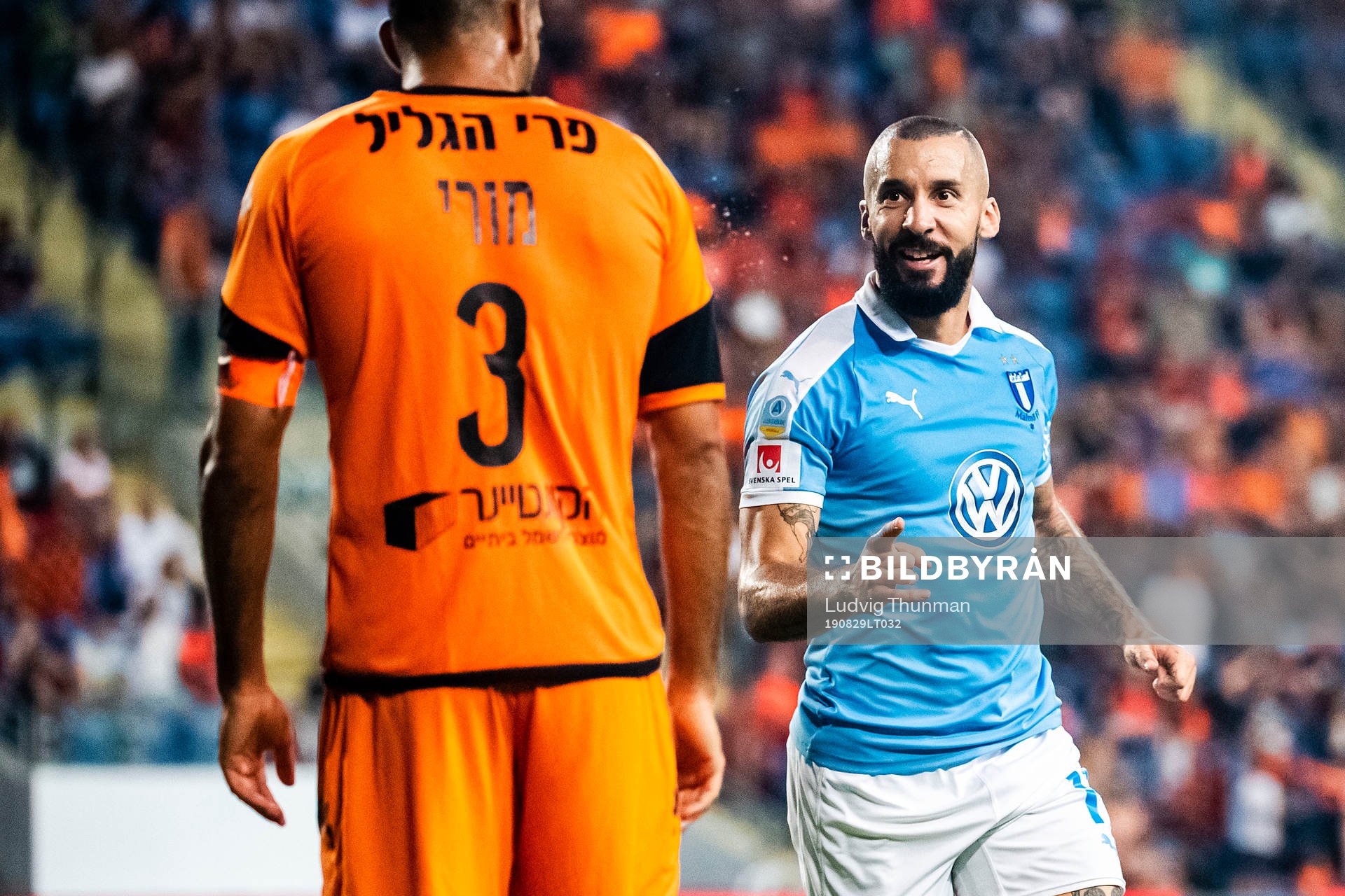 Guillermo Molins of Malmö FF celebrates after 0-1 during the Europa League play-off match between Bnei Yehuda Tel-Aviv and Malmö FF on August 29, 2019 in Tel Aviv.