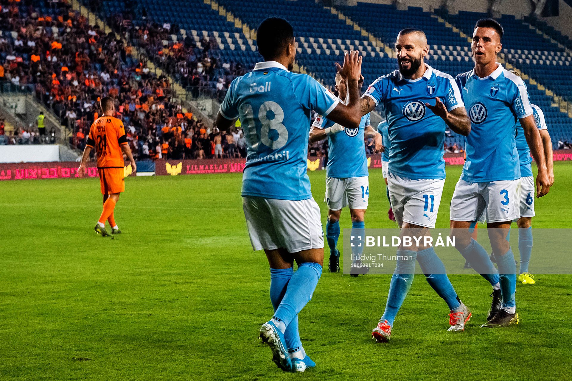 Guillermo Molins of Malmö FF celebrates with Jonas Knudsen