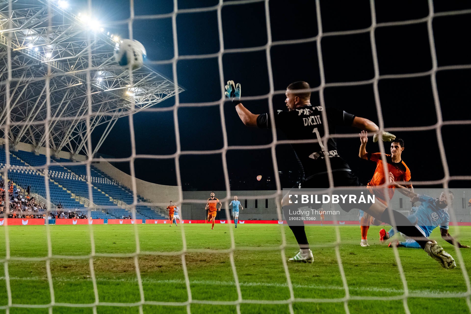 Guillermo Molins of Malmö FF scores 0-1 goalkeeper