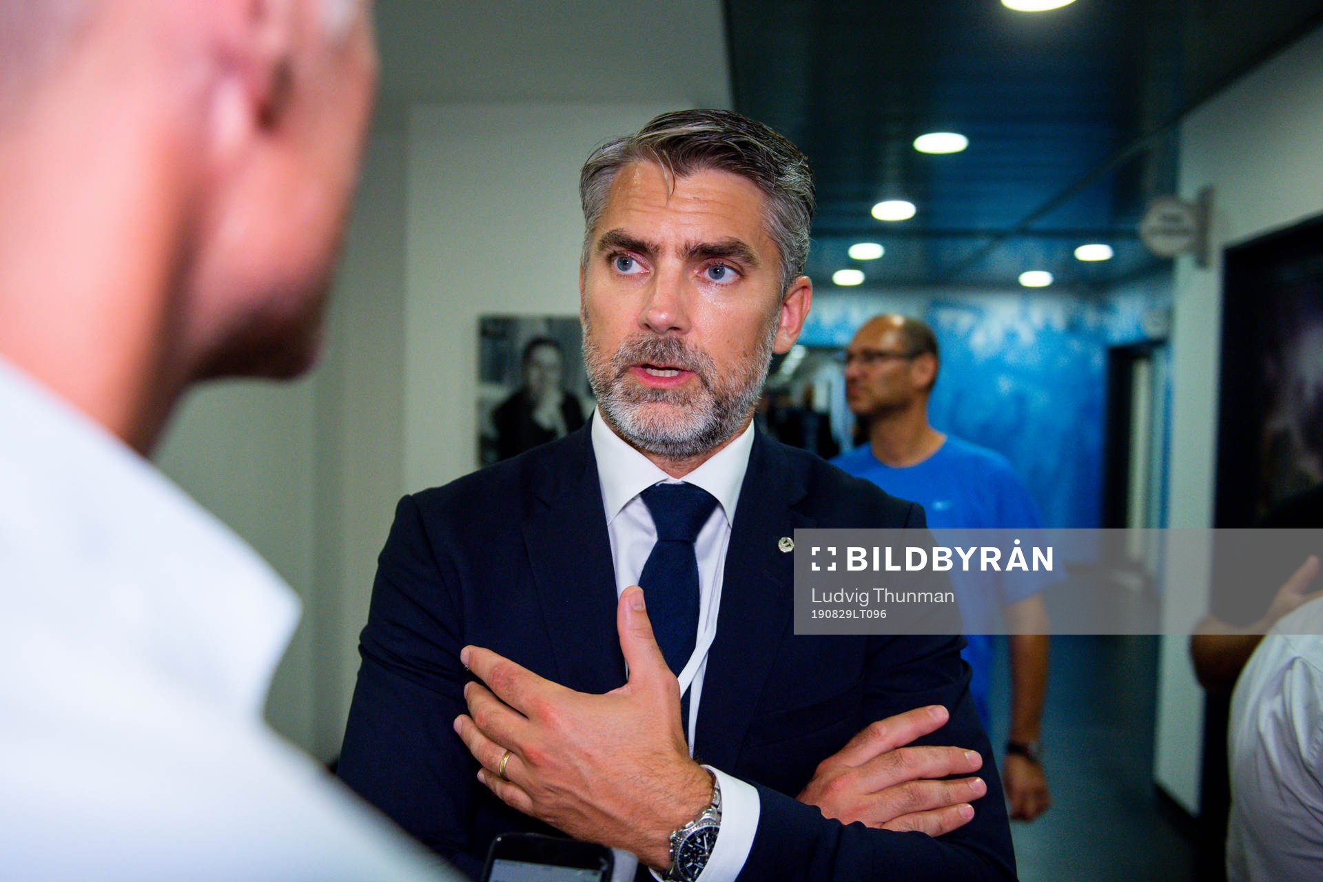 CEO Niclas Carlnén of Malmö FF is interviewed by the media