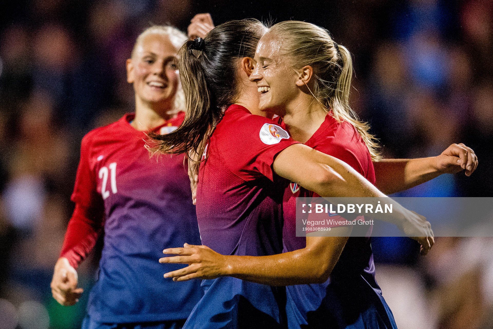 Amalie Eikeland of Norway celebrates with teammate Vilde