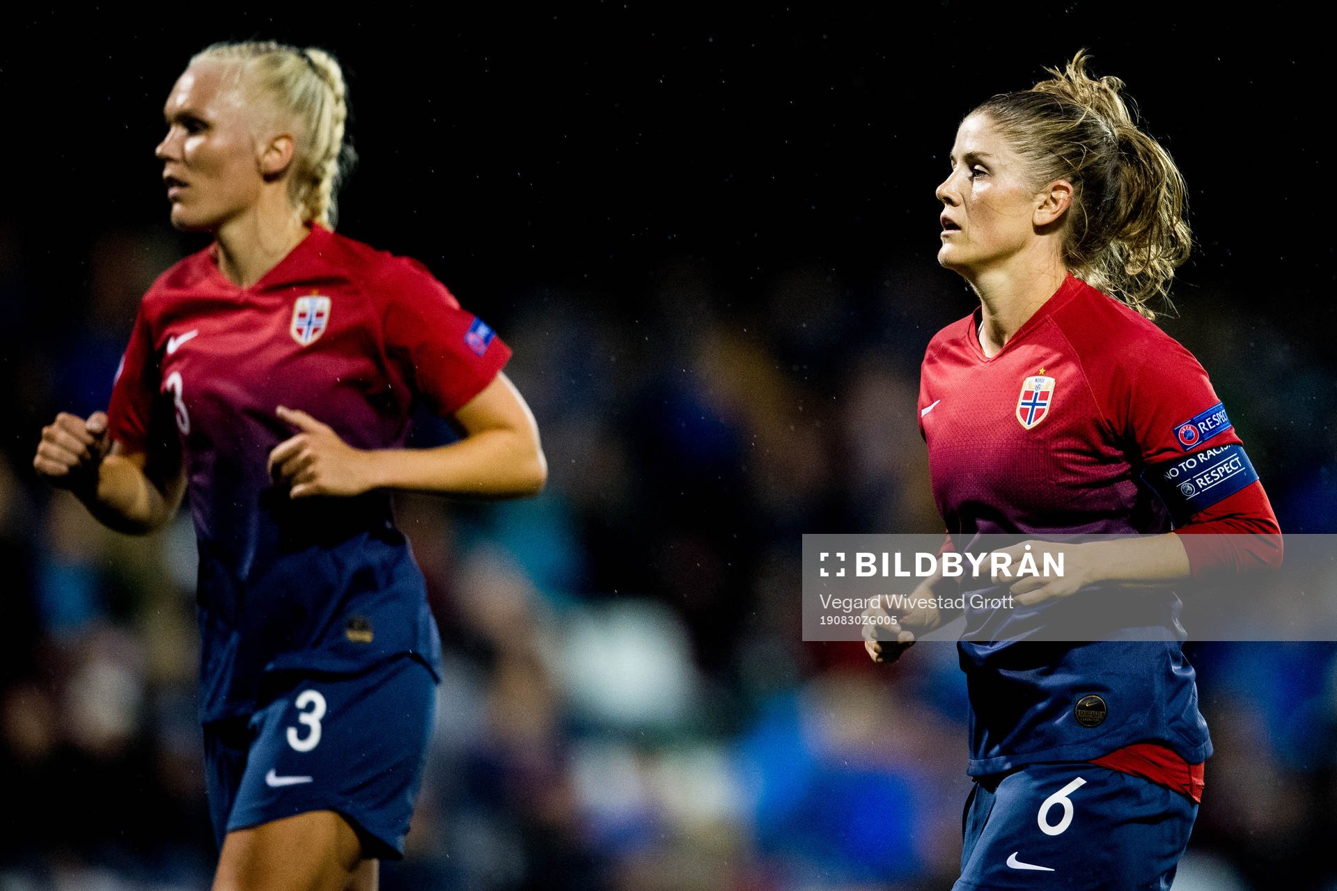Maria Thorisdottir and Maren Mjelde of Norway