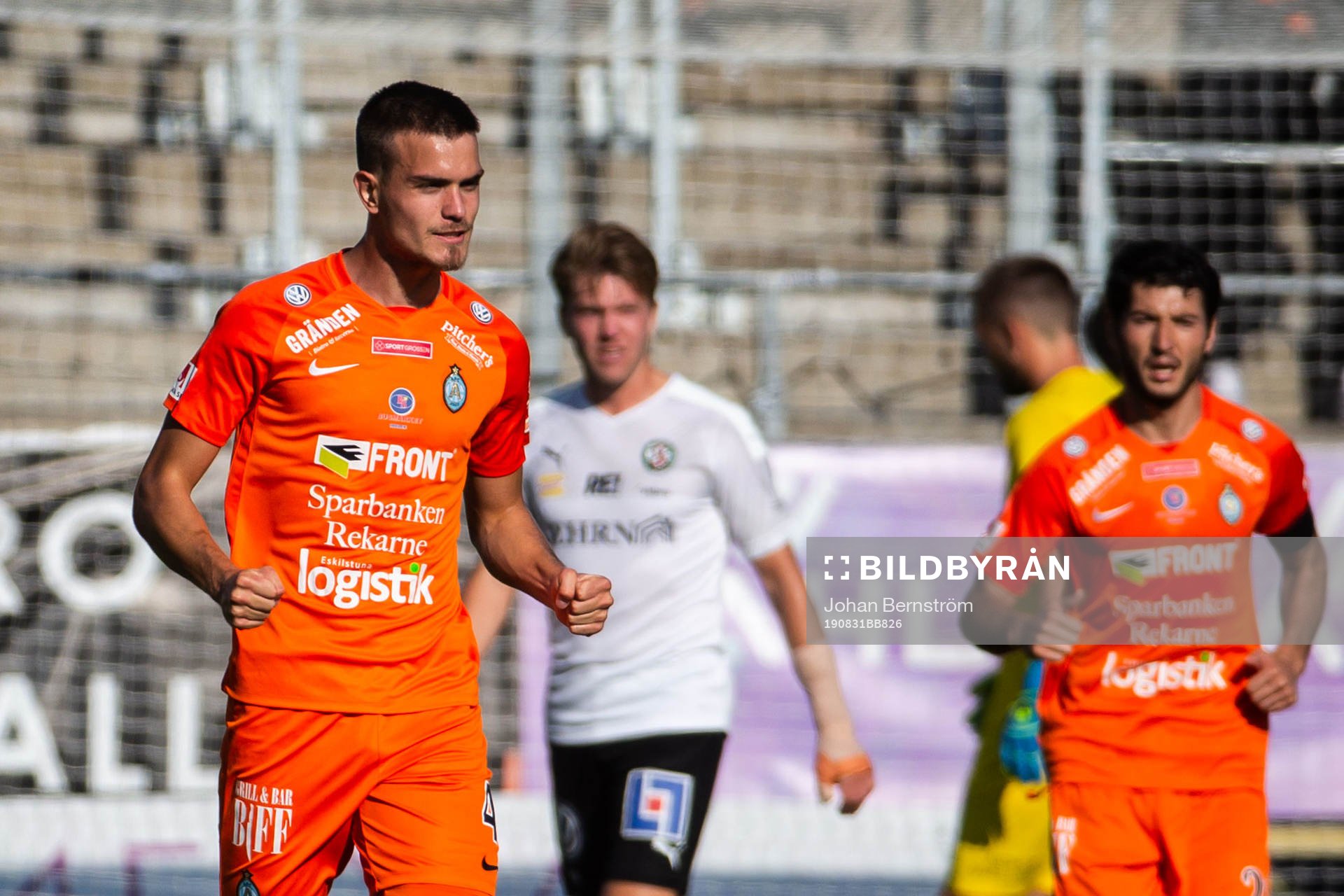 AFC Eskilstunas Pavle Vagic jublar efter 2-1 under fotbollsmatchen i Allsvenskan mellan Örebro och AFC Eskilstuna den 31 augusti 2019 i Örebro.