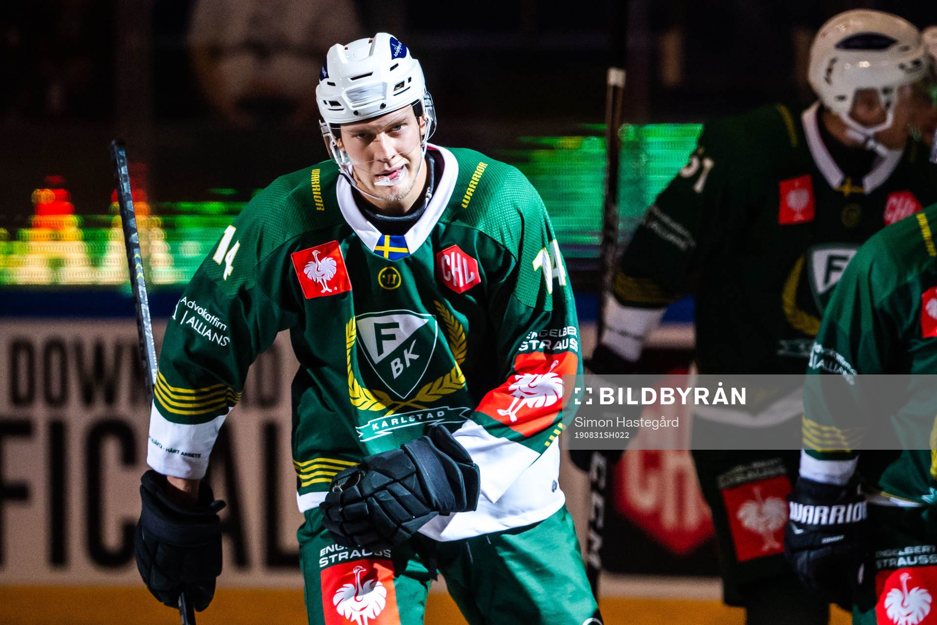 Victor Ejdsell of Färjestad celebrates