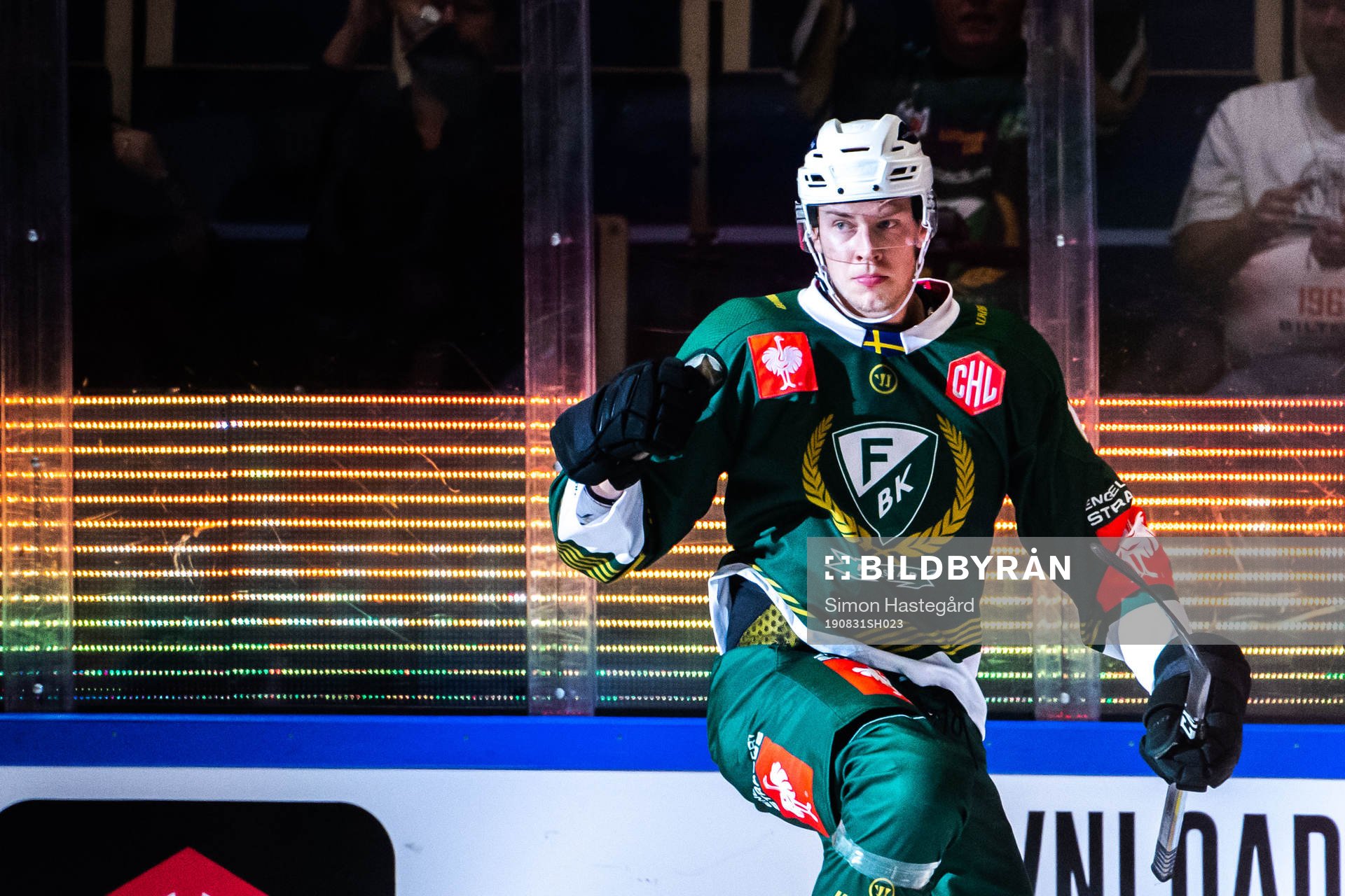 Victor Ejdsell of Färjestad celebrates