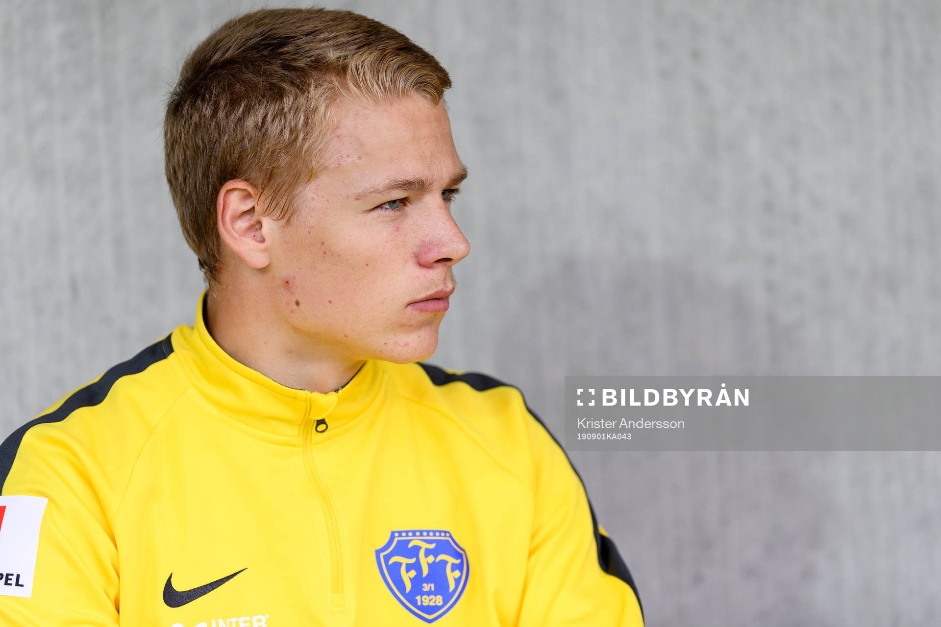 Falkenbergs Melker Nilsson före fotbollsmatchen i