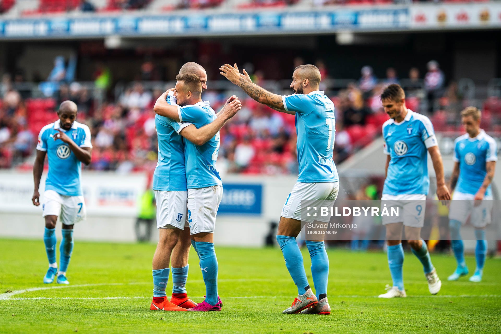 Malmö FFs Jo Inge Berget jublar efter 0-5 målet under fotbollsmatchen i Allsvenskan mellan Kalmar och Malmö FF den 1 september 2019 i Kalmar.