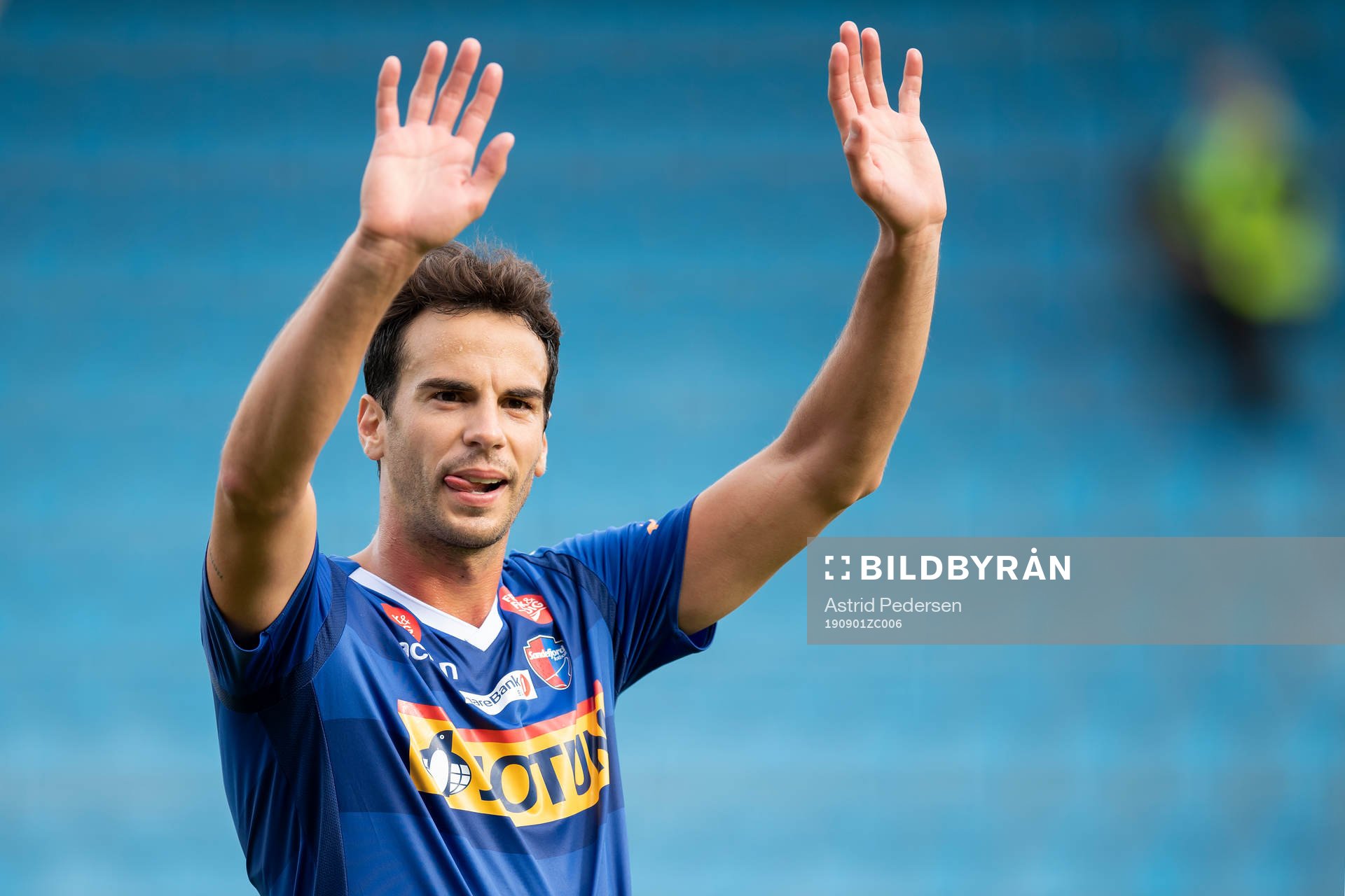 Enric Vallés of Sandefjord celebrates after the OBOS-ligaen football match between Sandefjord and Sandnes Ulf on September 1, 2019 in Sandefjord.