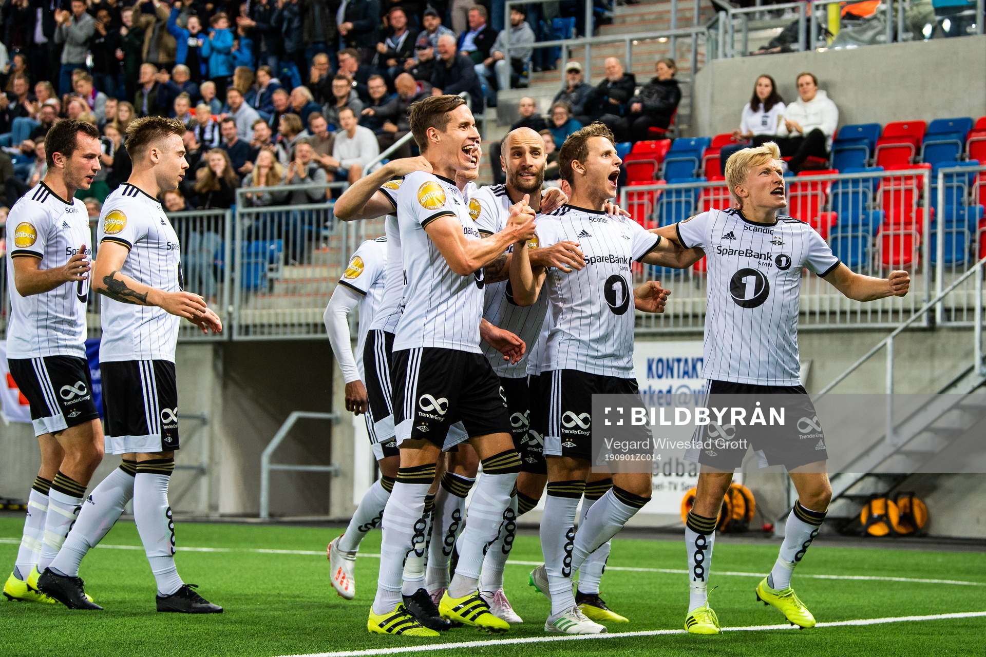 Vegar Eggen Hedenstad of Rosenborg celebrate with teammates
