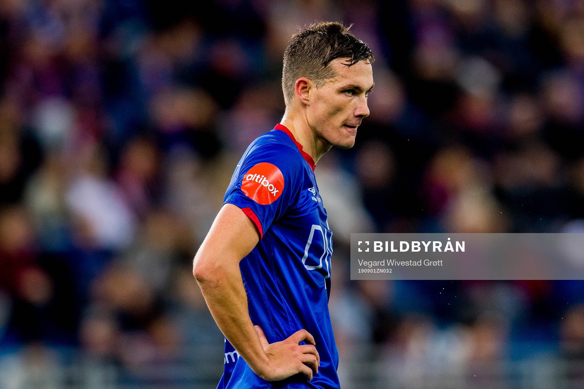 Johan Lædre Bjørdal of Vålerenga during the Eliteserien football match between Vålerenga and Rosenborg on September 1, 2019 in Oslo.