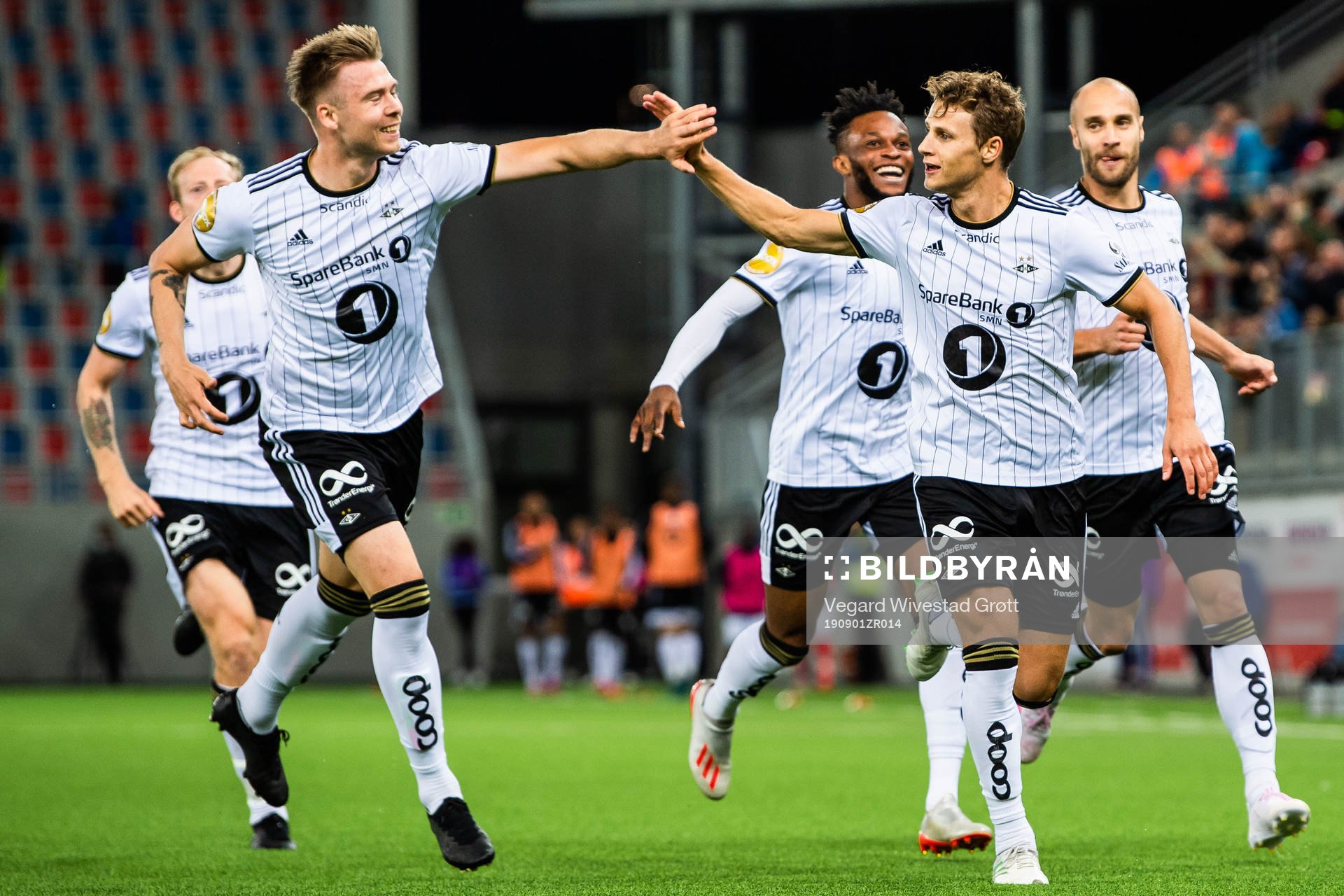 Vegar Eggen Hedenstad of Rosenborg celebrates with teammate