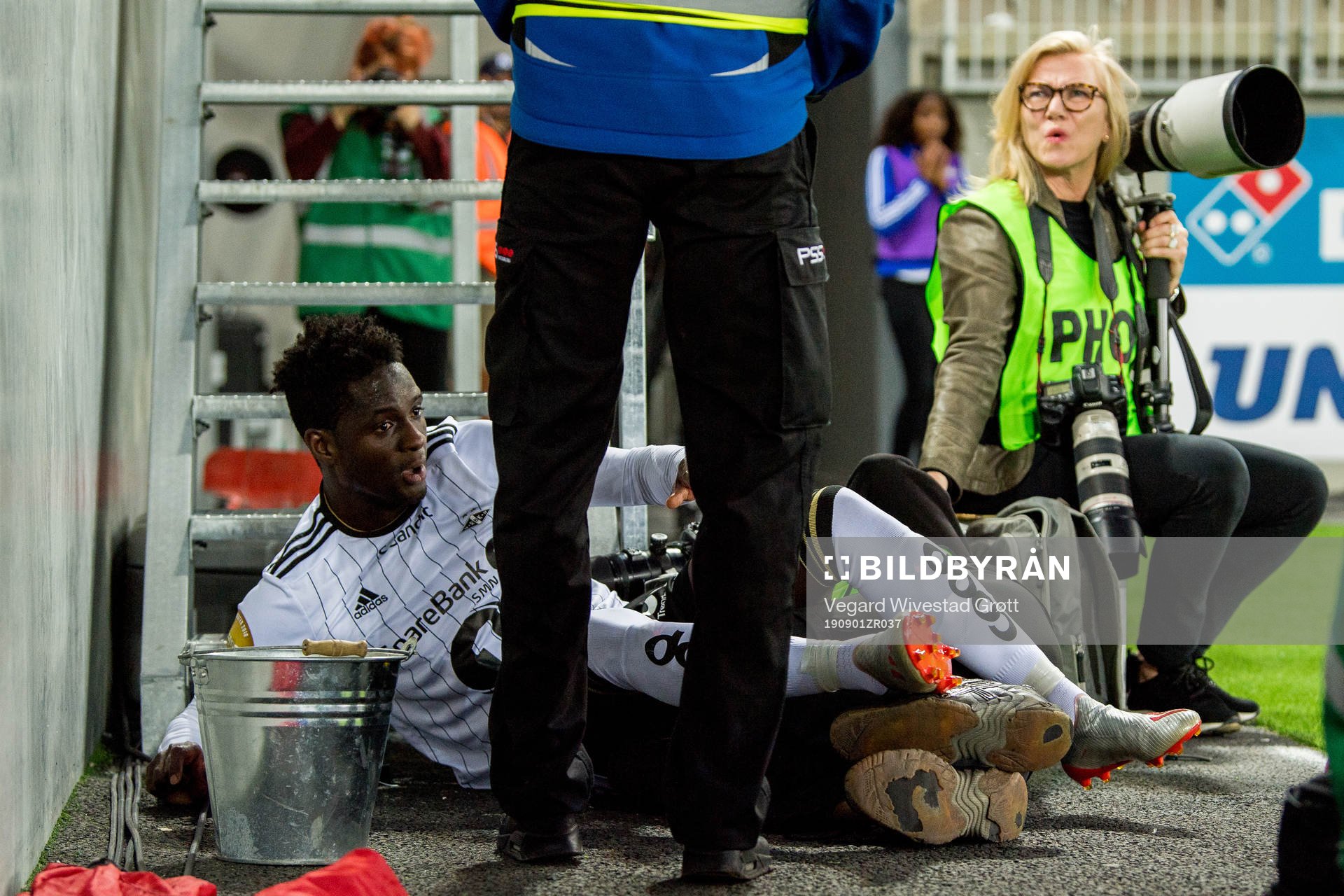 Babajide David Akintola of Rosenborg crashes with a