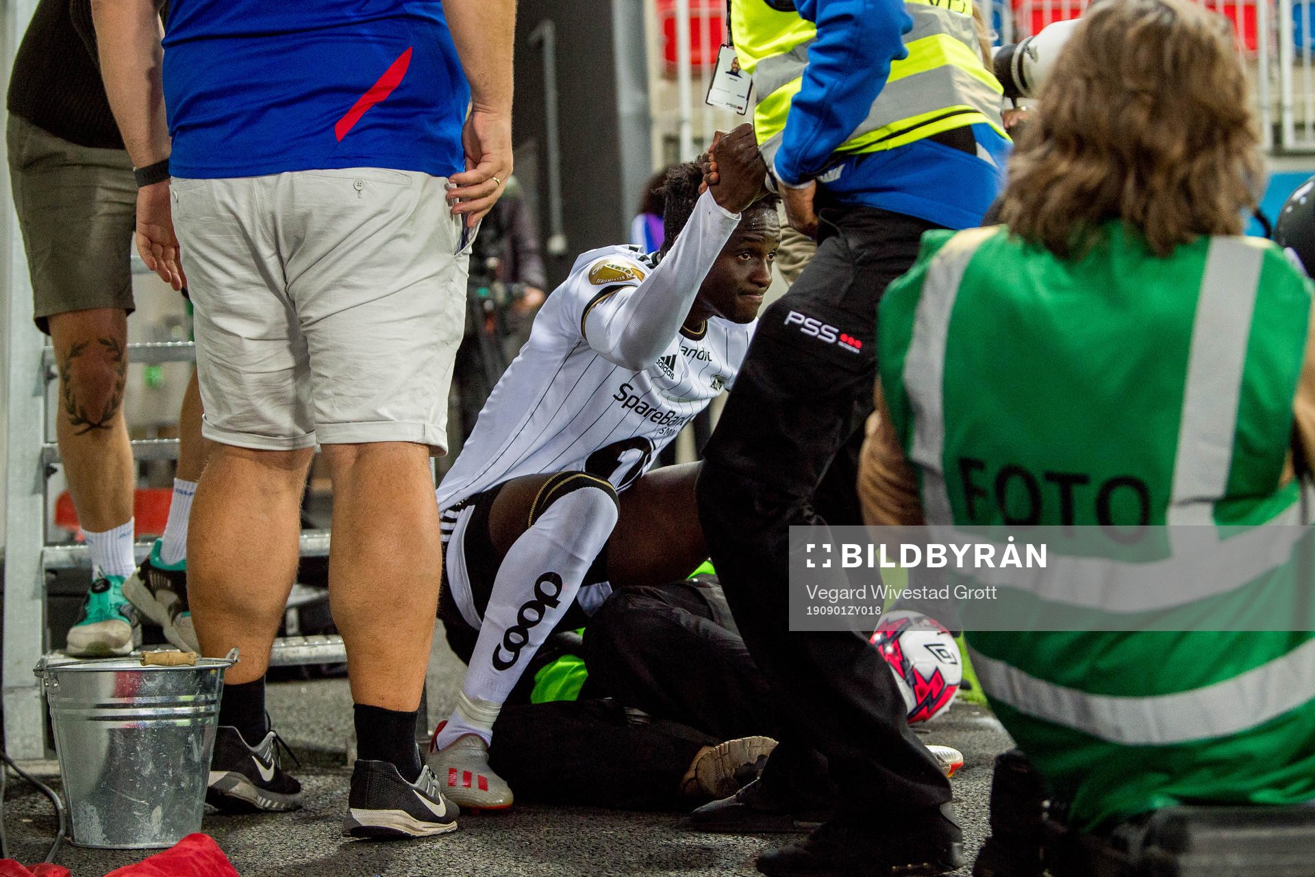 Babajide David Akintola of Rosenborg crashes with a