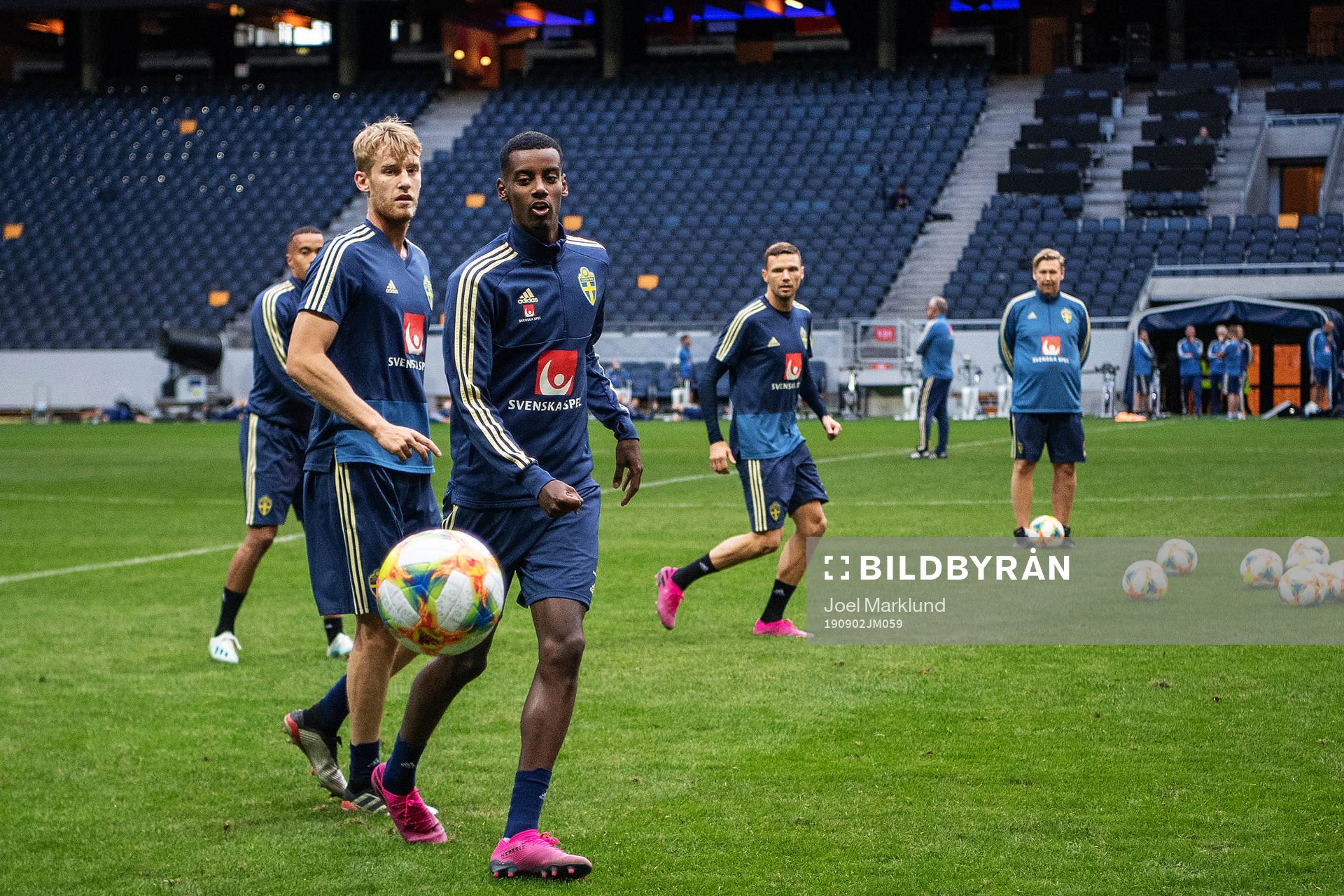 Filip Helander and Alexander Isak of the Swedish national