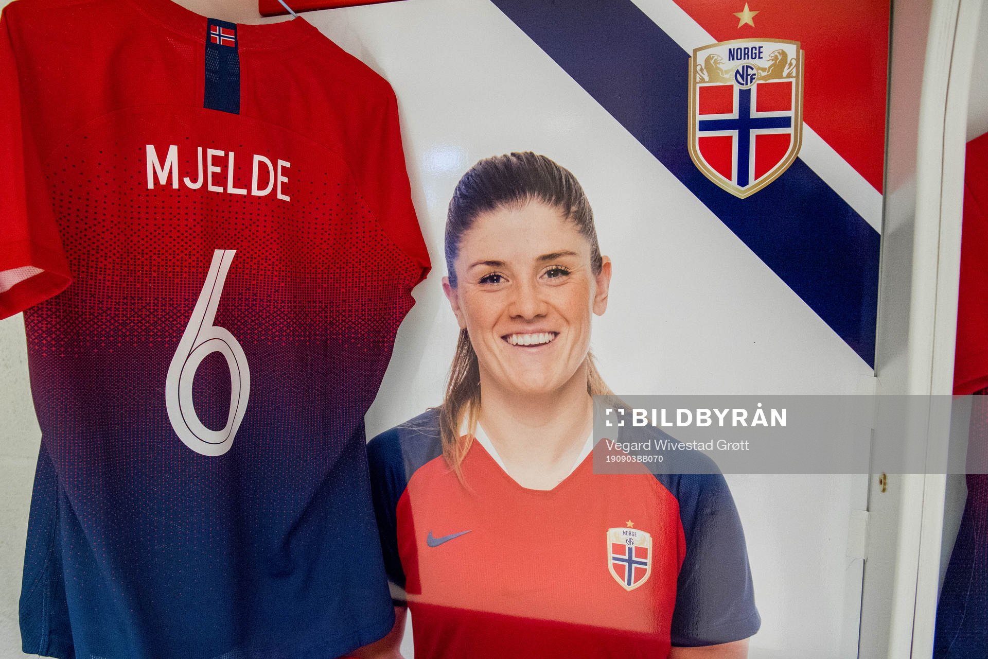 The shirt of Maren Mjelde of Norway in the dressing room