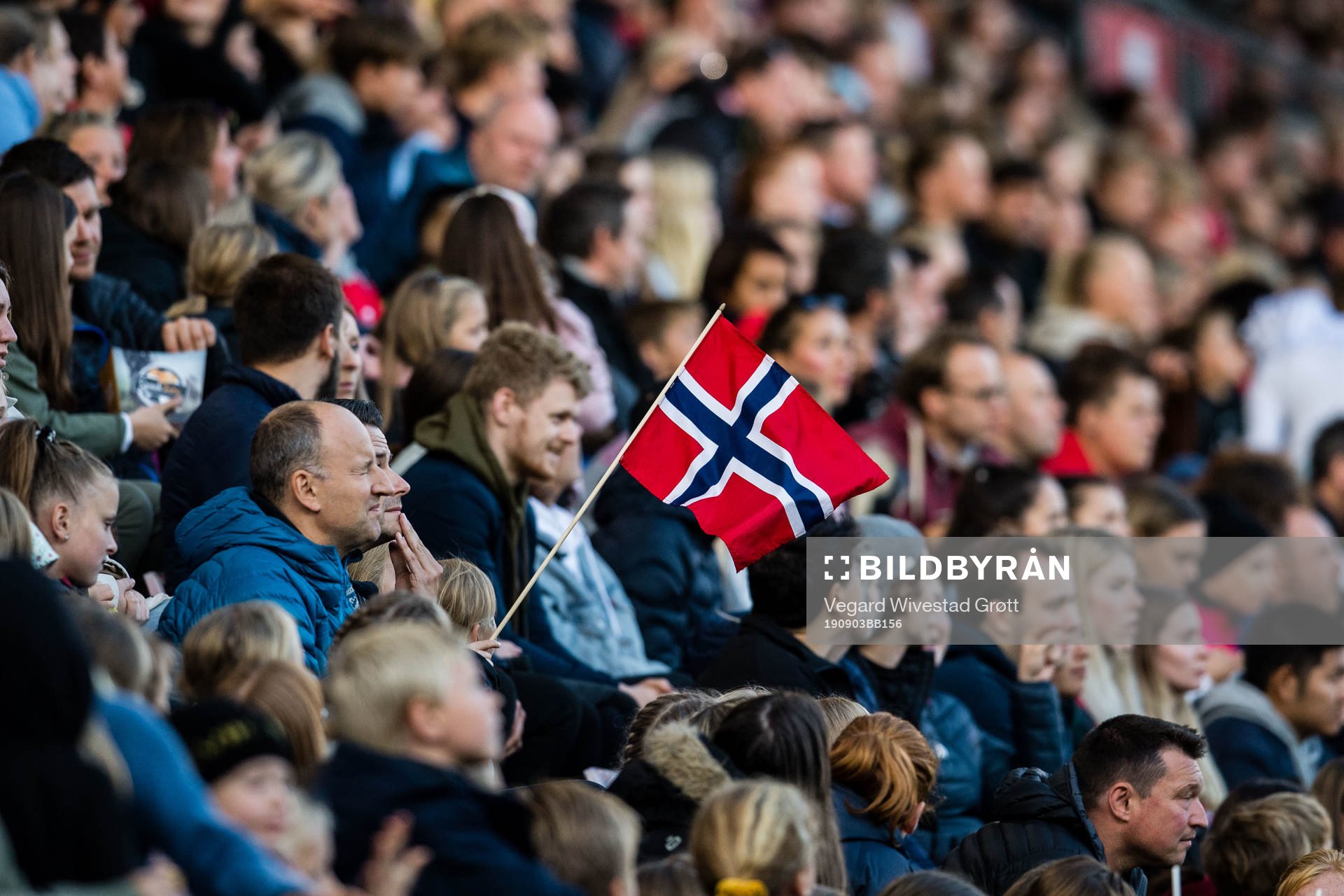 A flag of Norway in the stands