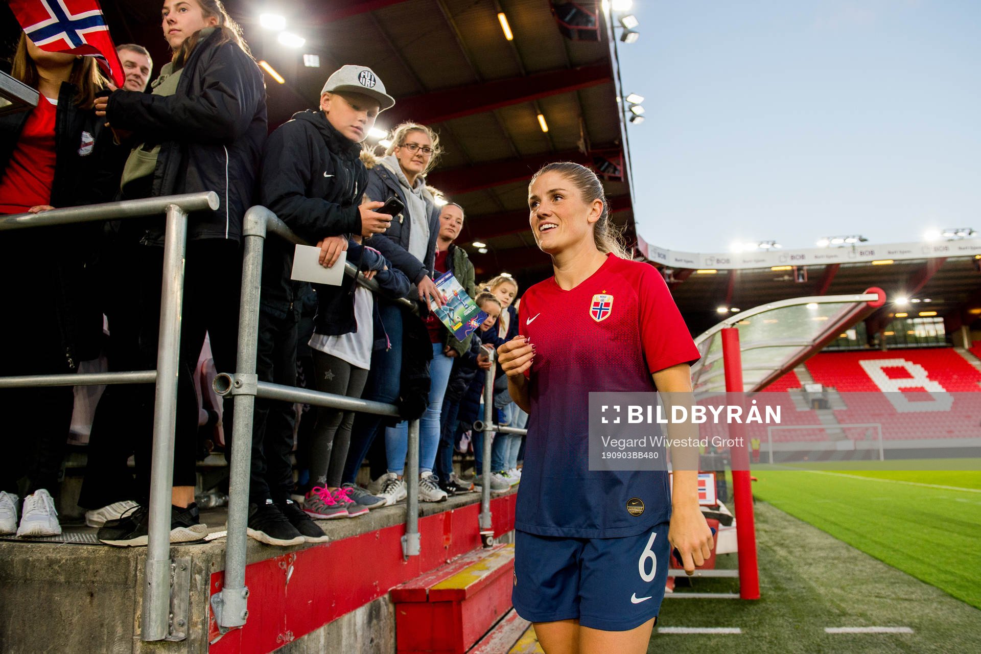 Maren Mjelde of Norway after the women's international friendly football match between Norway and England on September 3, 2019 in Bergen.