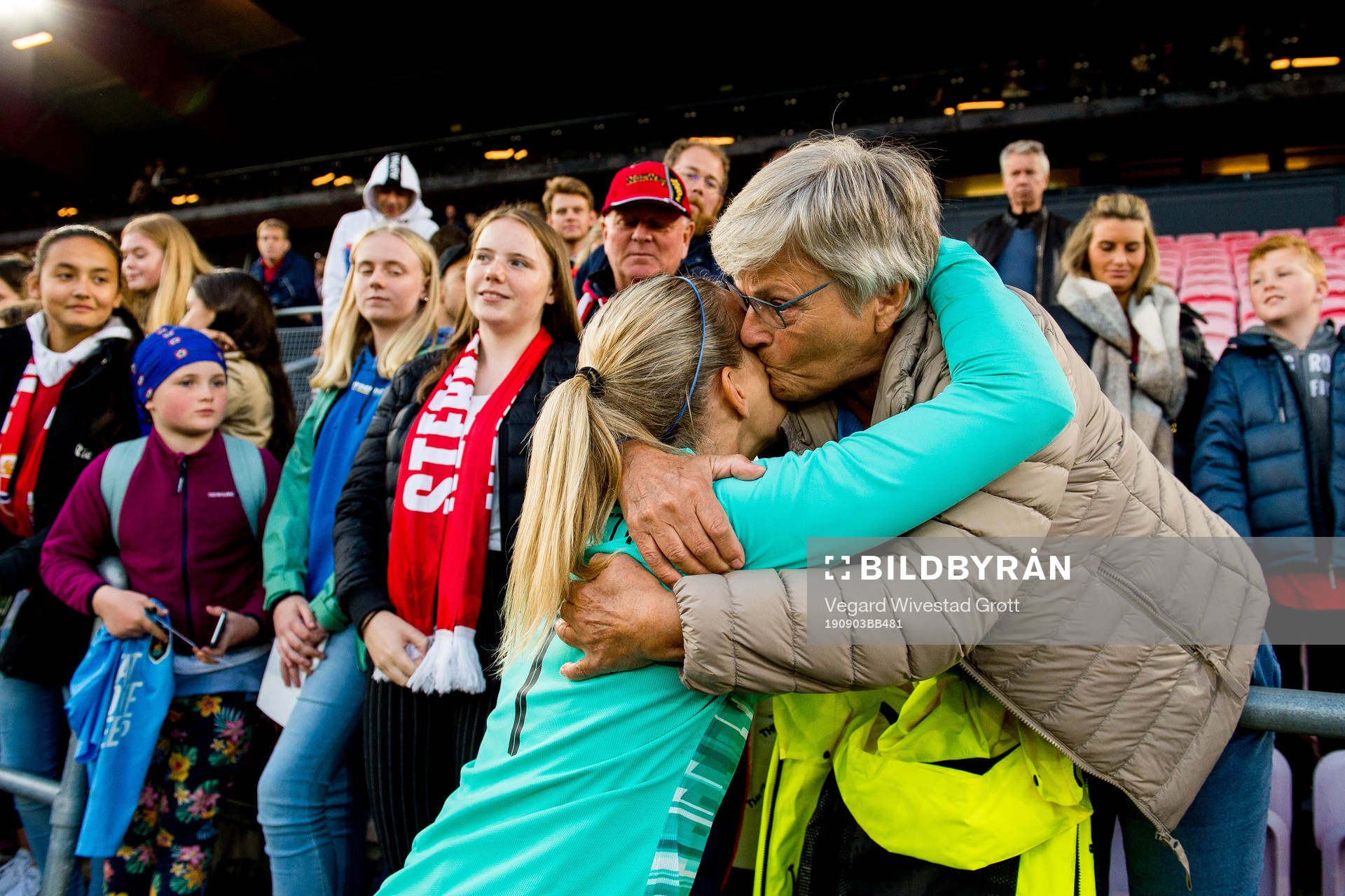 Goalkeeper Ingrid Hjelmseth of Norway with her family