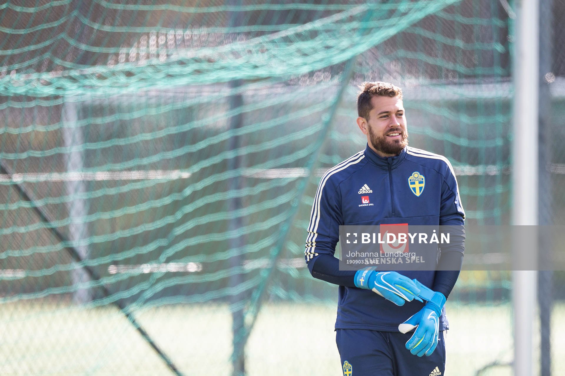Goalkeeper Kristoffer Nordfeldt of the Swedish national