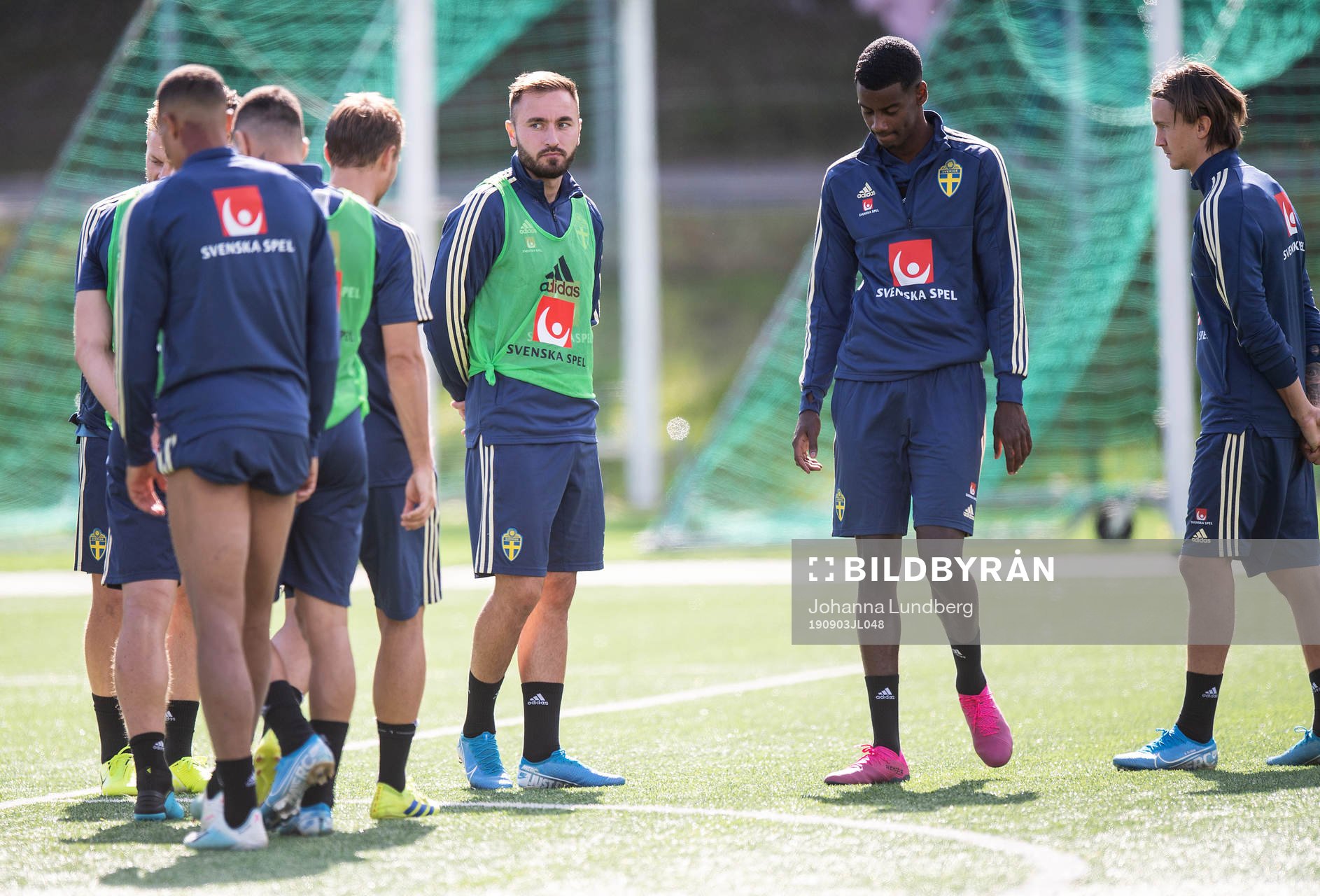 Muamer Tankovic and Alexander Isak of the Swedish national