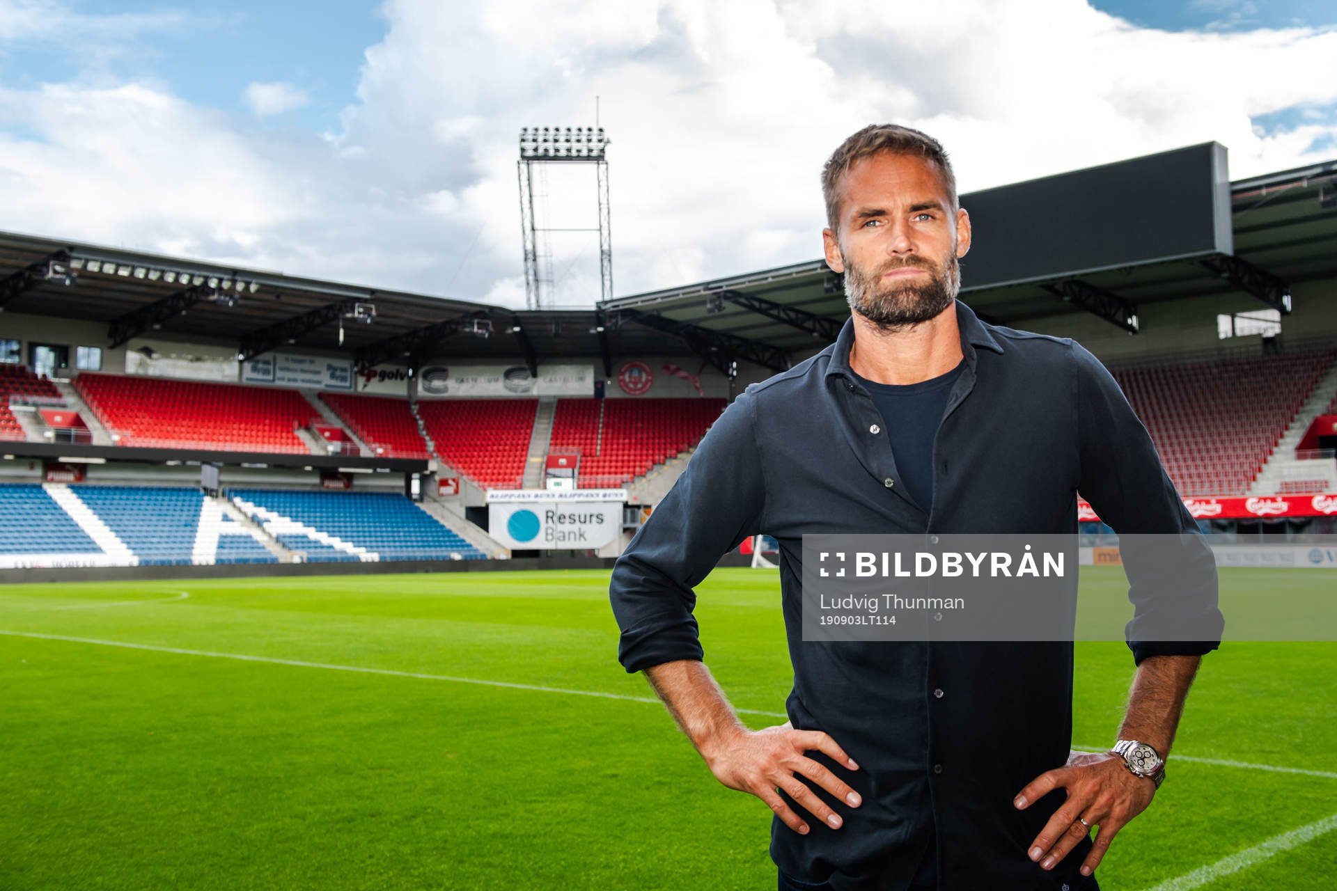 Olof Mellberg poserar för ett porträtt efter en presskonferens med Helsingborg den 3 september 2019 i Helsingborg.