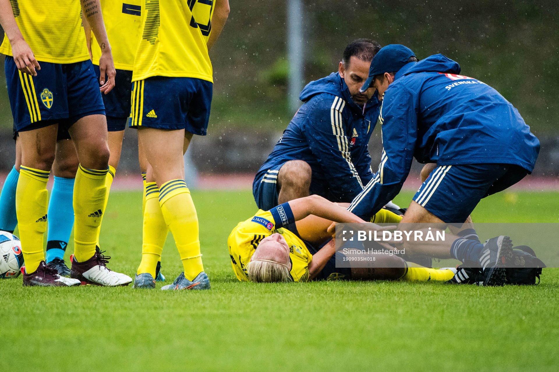 Caroline Seger of Sweden in pain