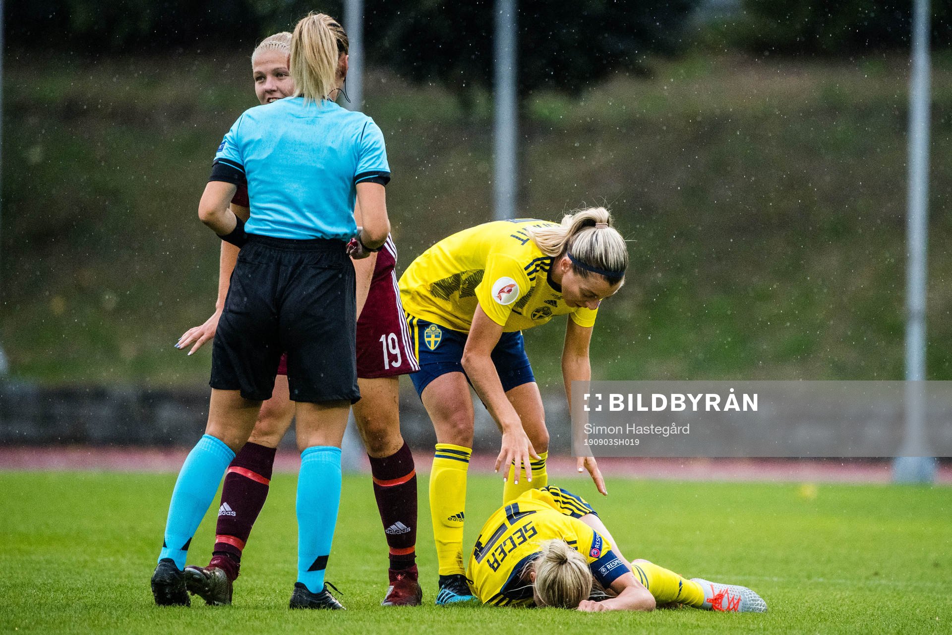 Caroline Seger of Sweden in pain