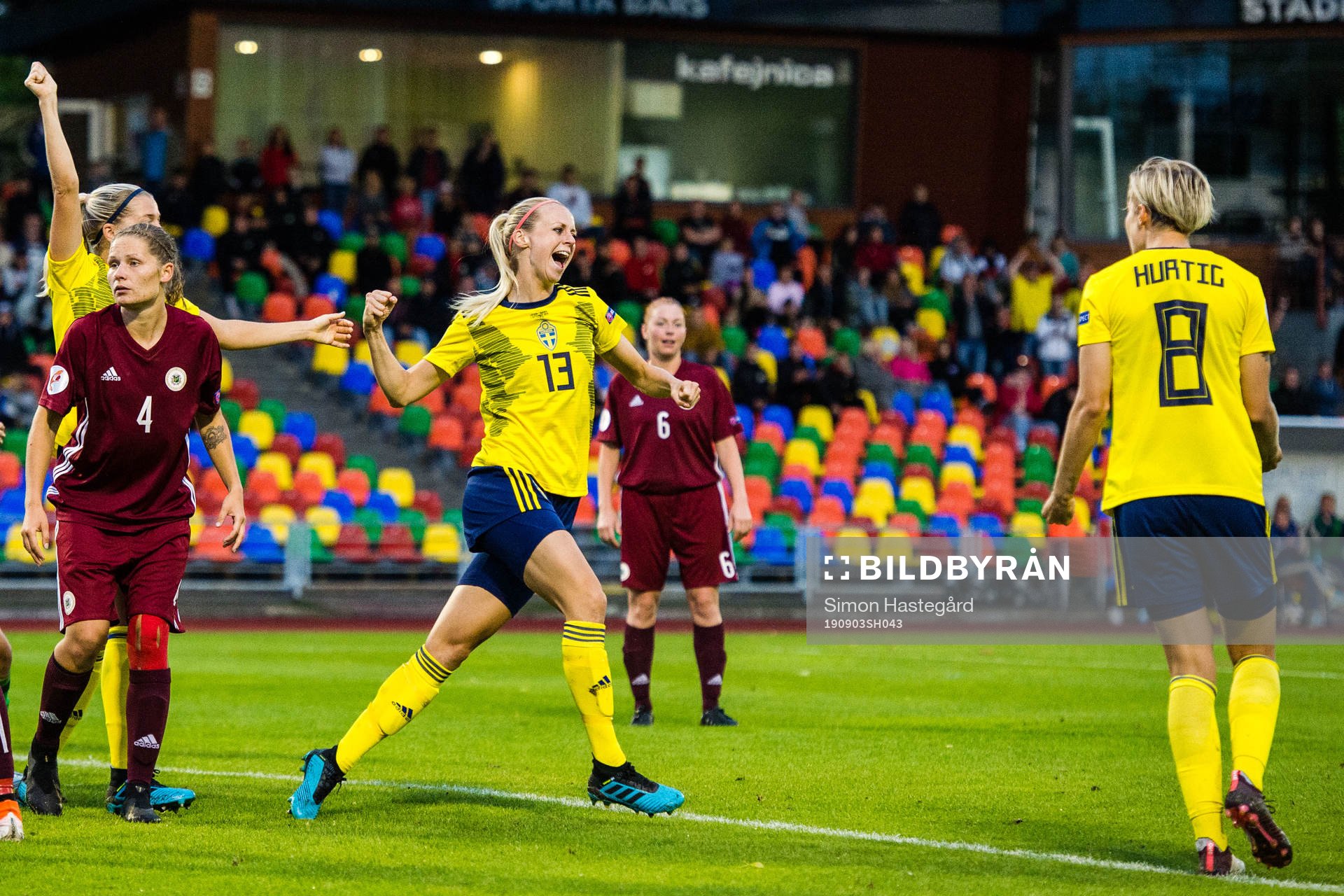 Amanda Ilestedt of Sweden celebrates