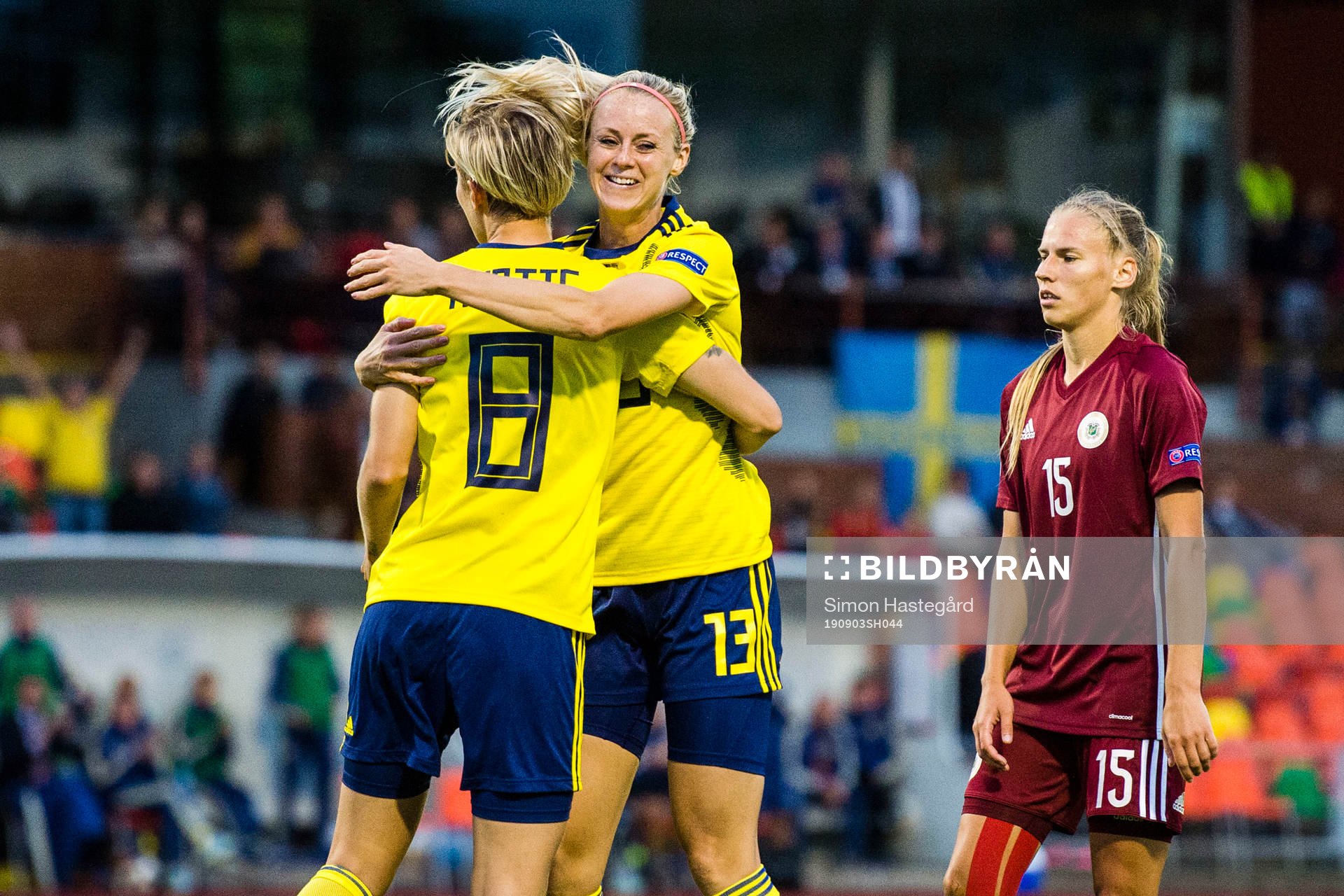 Amanda Ilestedt and Lina Hurtig of Sweden celebrates