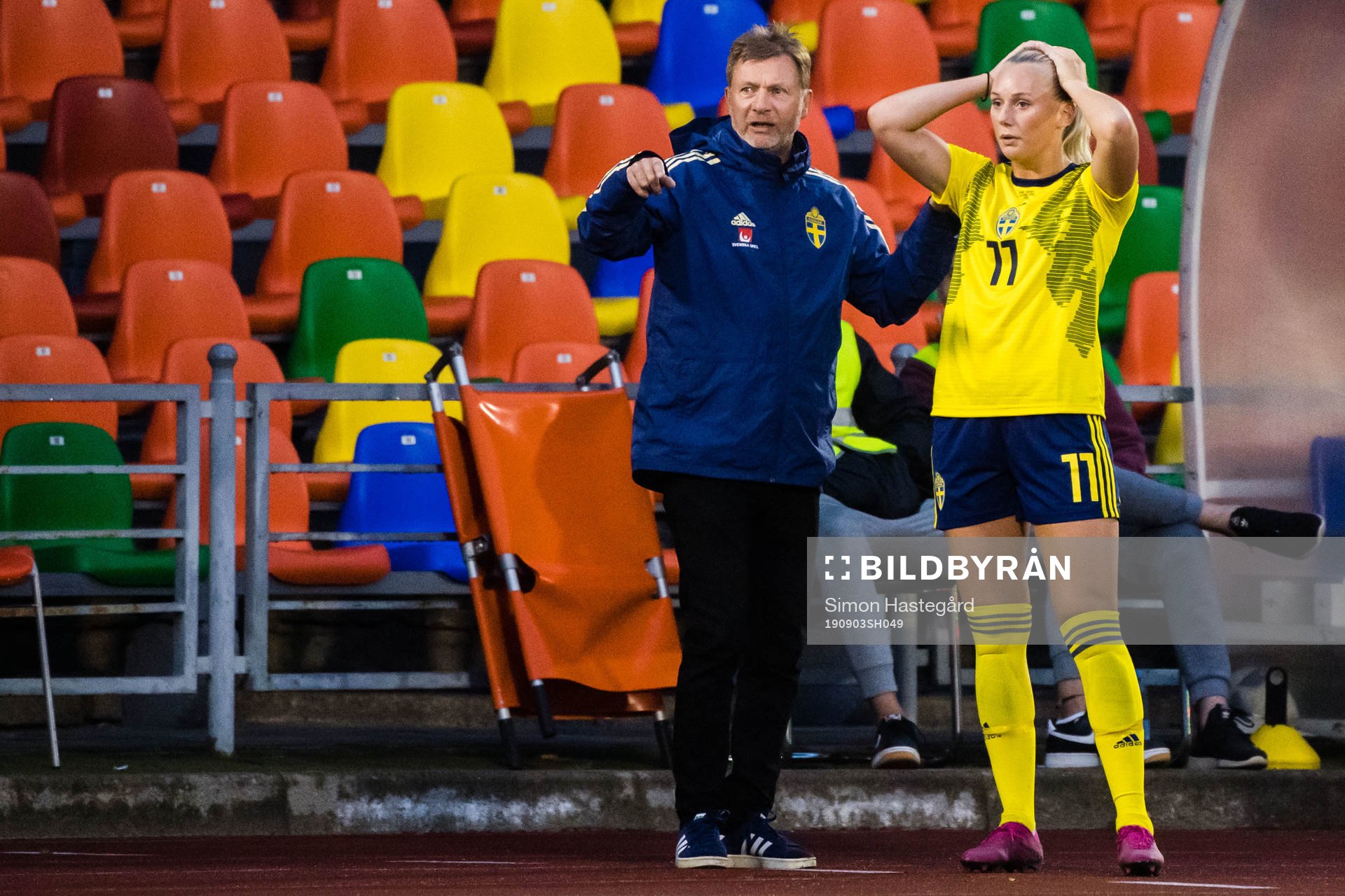 Peter Gerhardsson, Head coach and Stina Blackstenius of