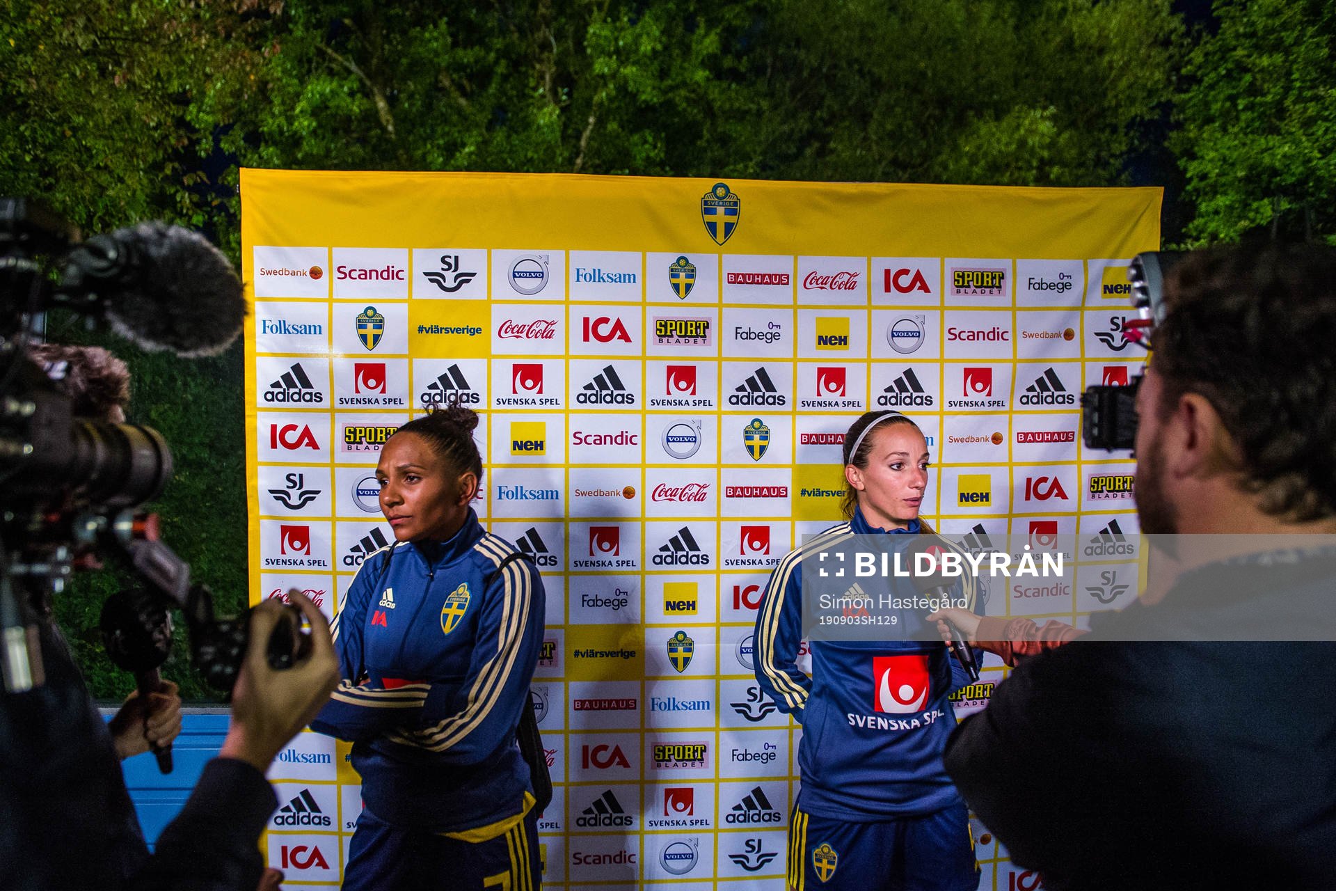 Madelen Janogy and Kosovare Asllani of Sweden