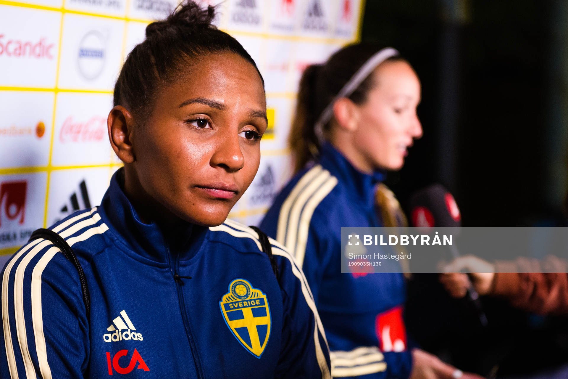 Madelen Janogy and Kosovare Asllani of Sweden