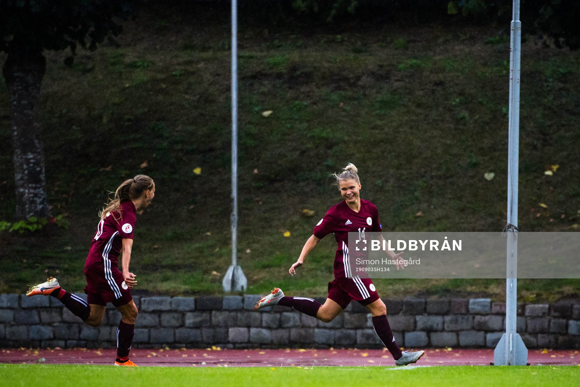 Olga Sevcova of Latvia celebrates the 1-0 goal