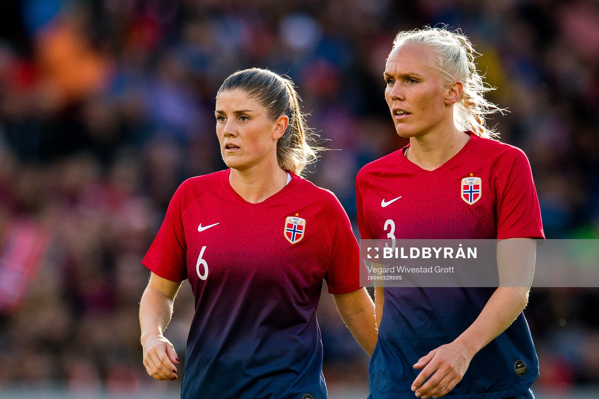 Maren Mjelde and Maria Thorisdottir of Norway