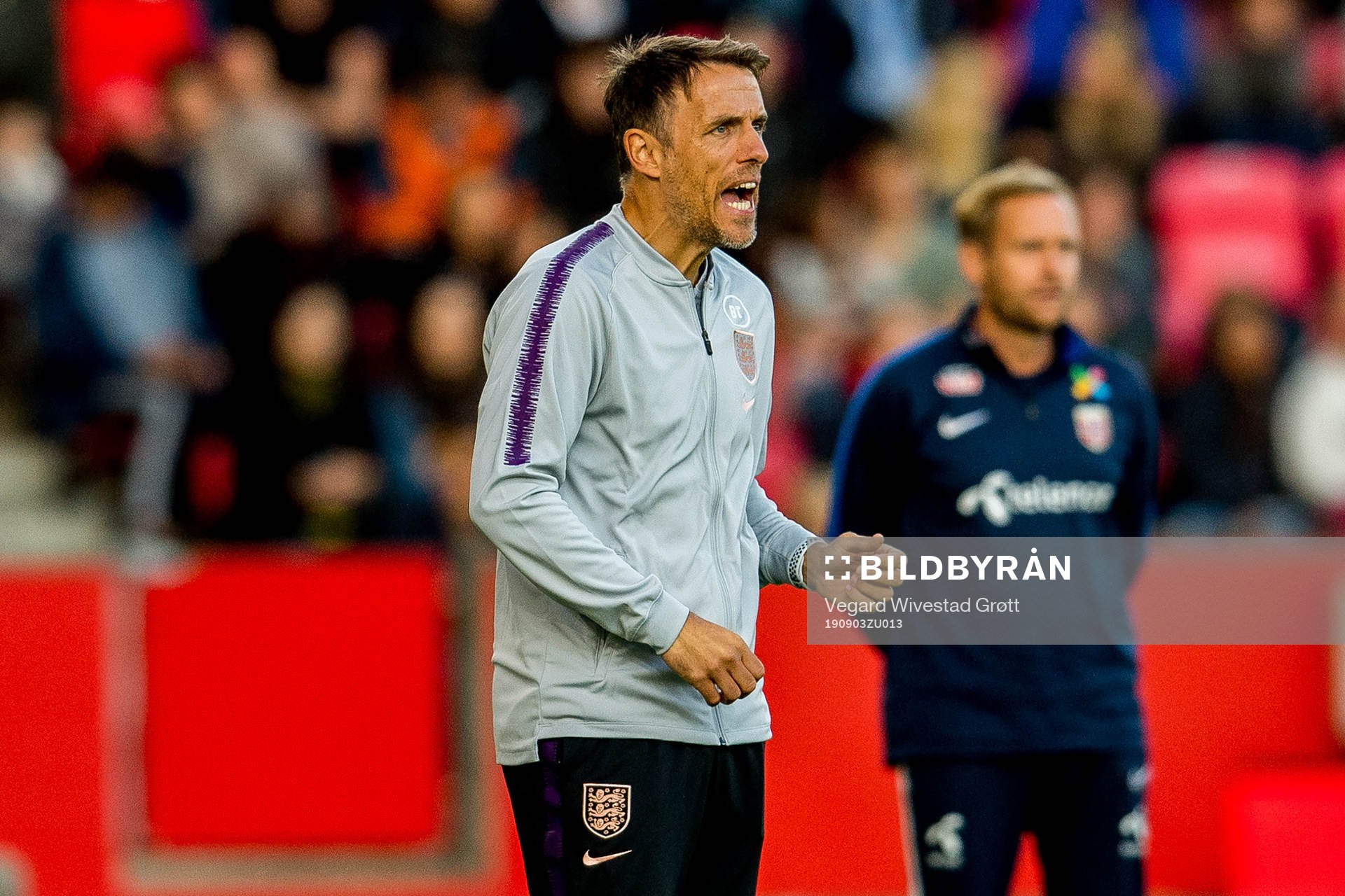 Phil Neville, head coach of England, during the women's international friendly football match between Norway and England on September 3, 2019 in Bergen.