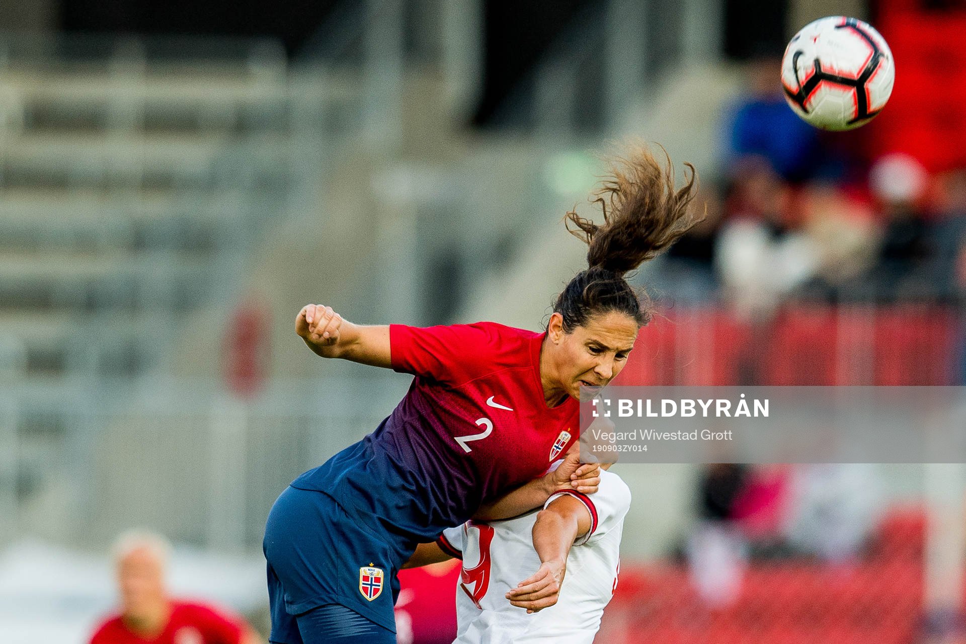 Ingrid Moe Wold of Norway during the women's international friendly football match between Norway and England on September 3, 2019 in Bergen.