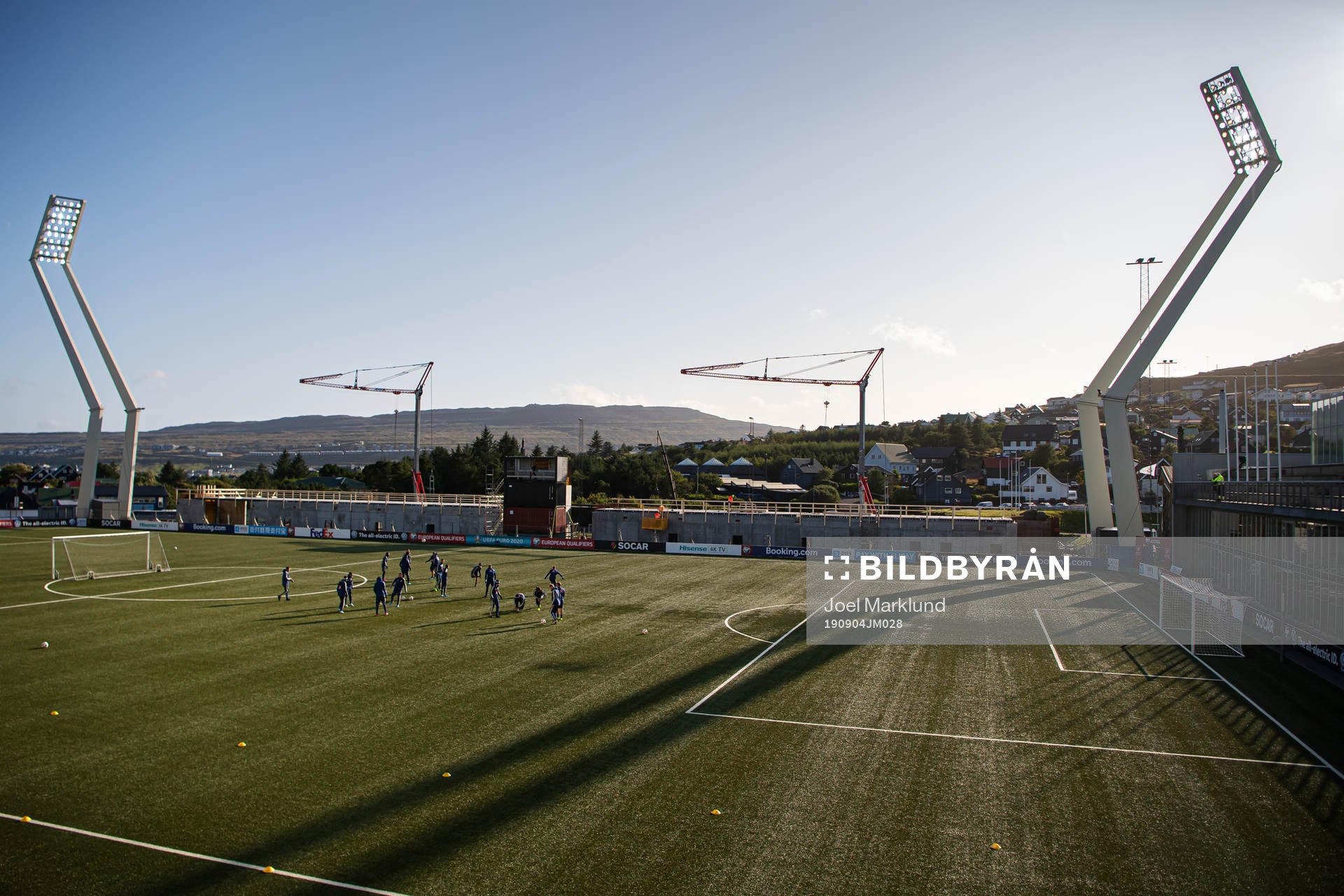 Players of the Swedish national football team warm up