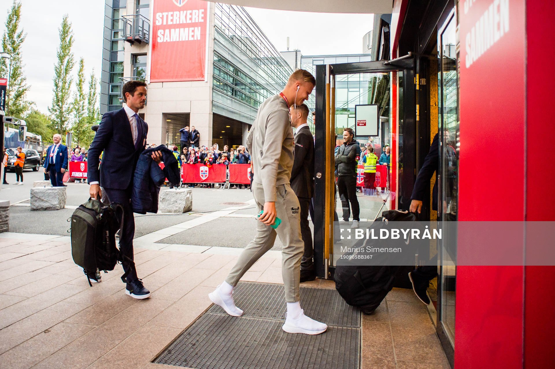 Erling Braut Haaland of Norway arrives ahead ofi the UEFA