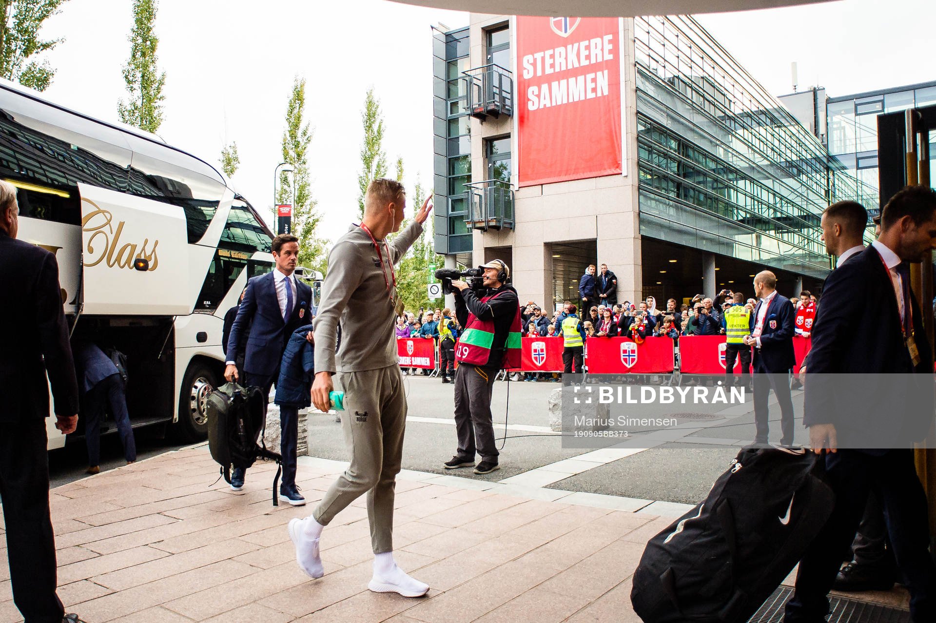 Erling Braut Haaland of Norway arrives ahead ofi the UEFA