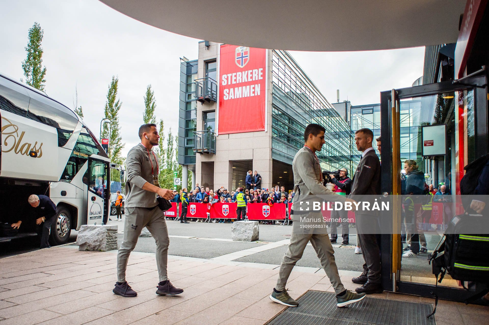 Omar Elabdellaoui and Tarik Elyounoussi of Norway arrives