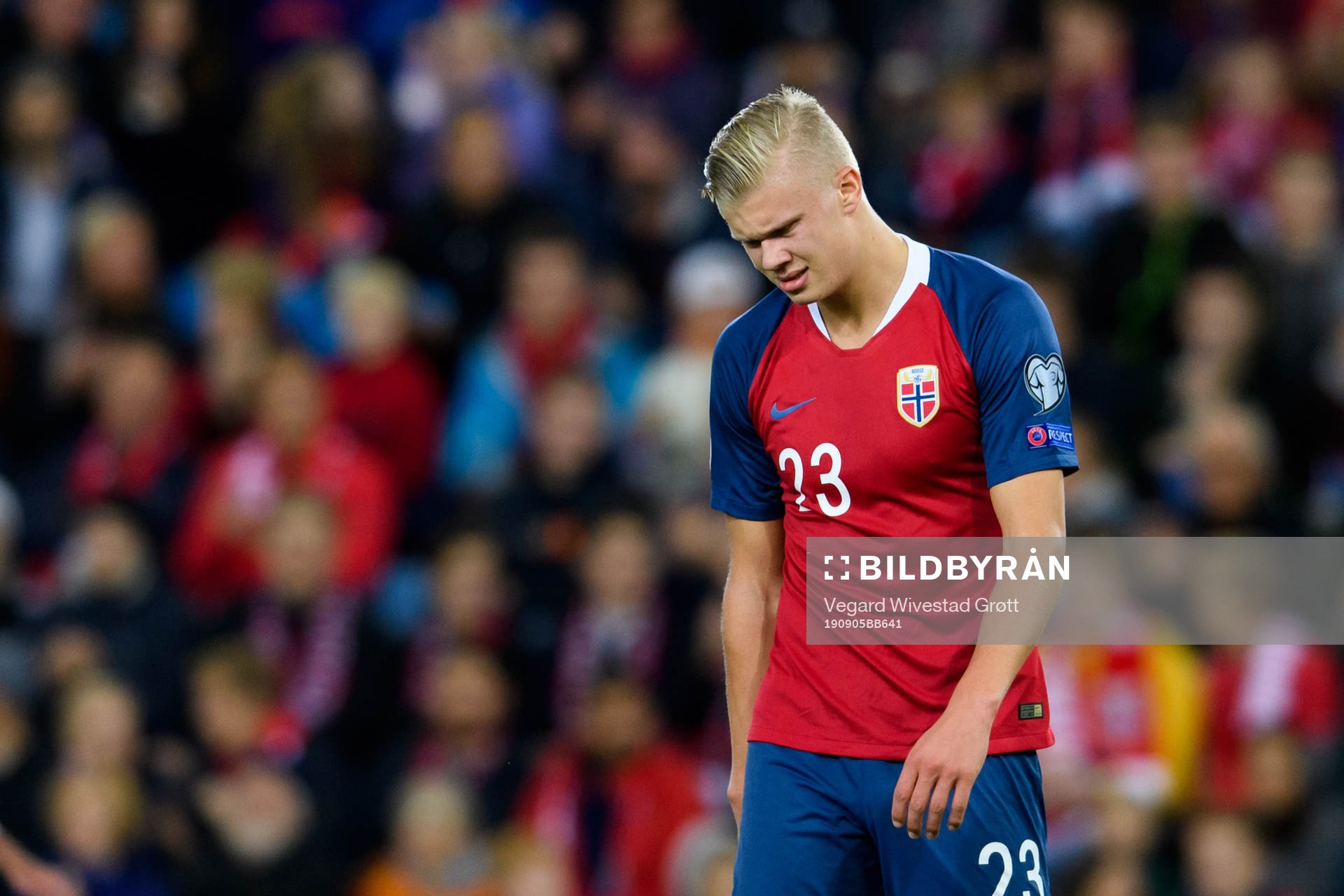 Erling Braut Haaland of Norway looks dejected
