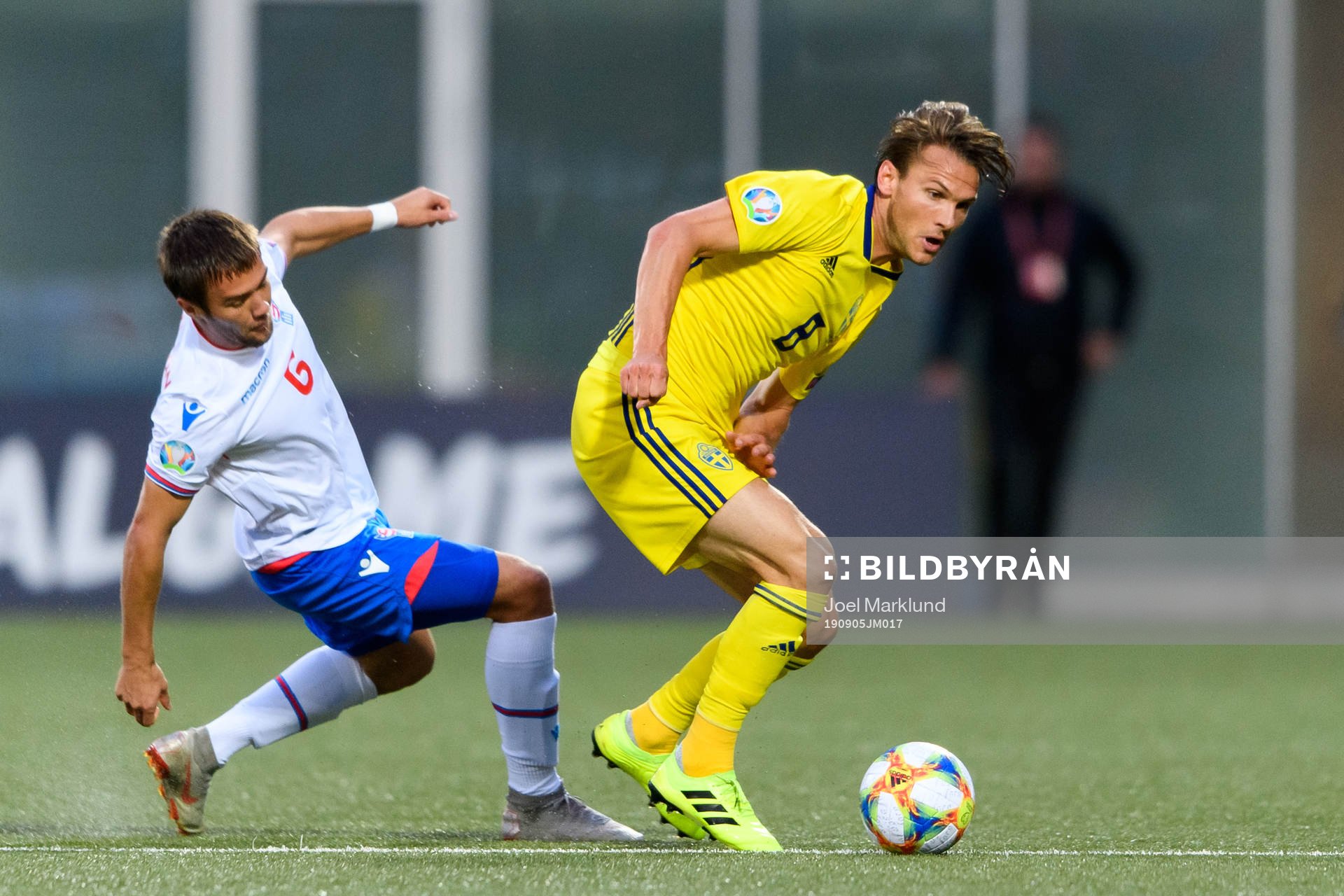 Hallur Hansson of Faroe Islands and Albin Ekdal of Sweden