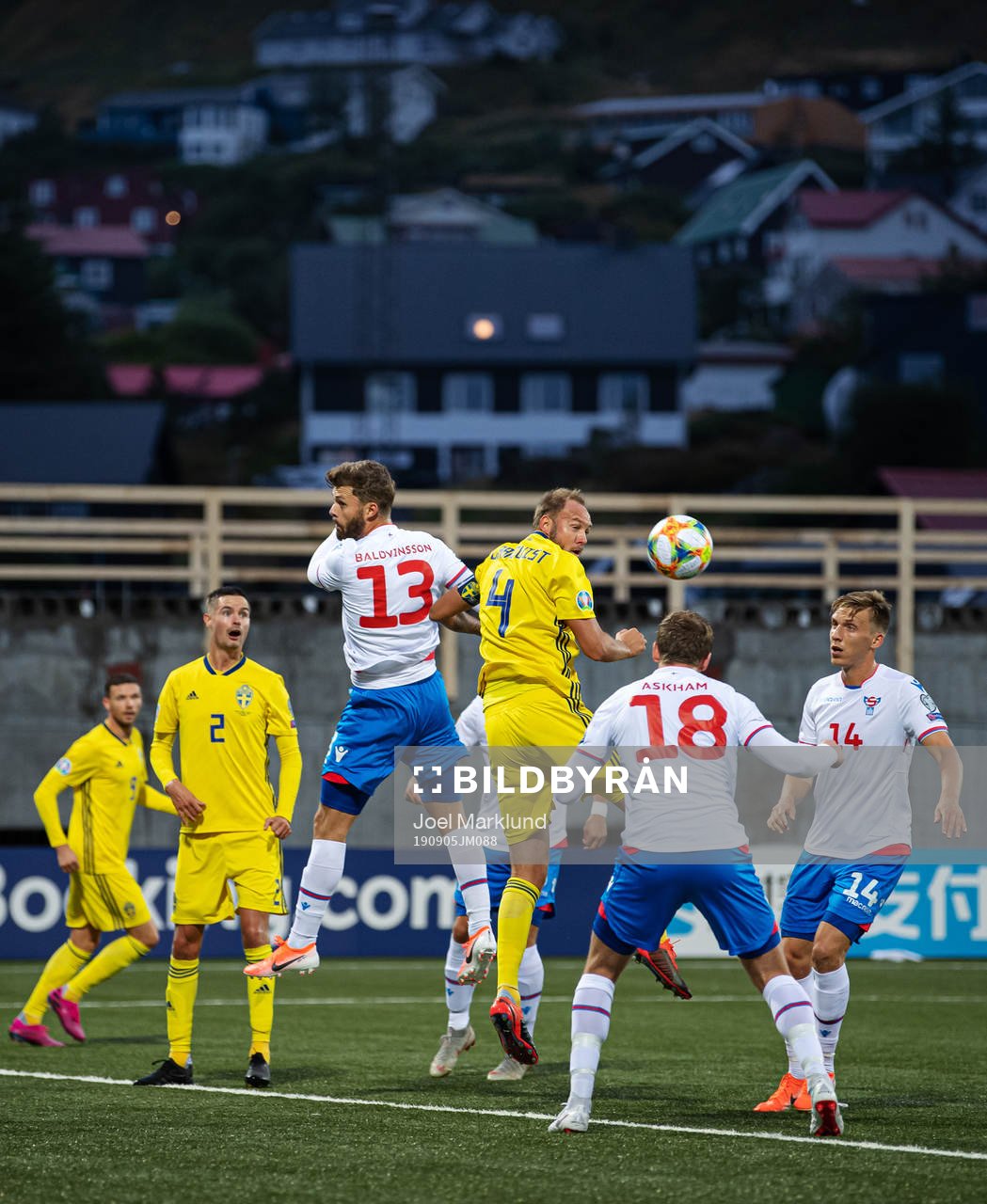 Rogvi Baldvinsson of Faroe Islands in action against
