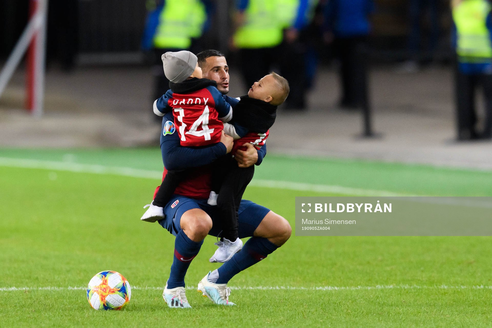 Omar Elabdellaoui of Norway with his children