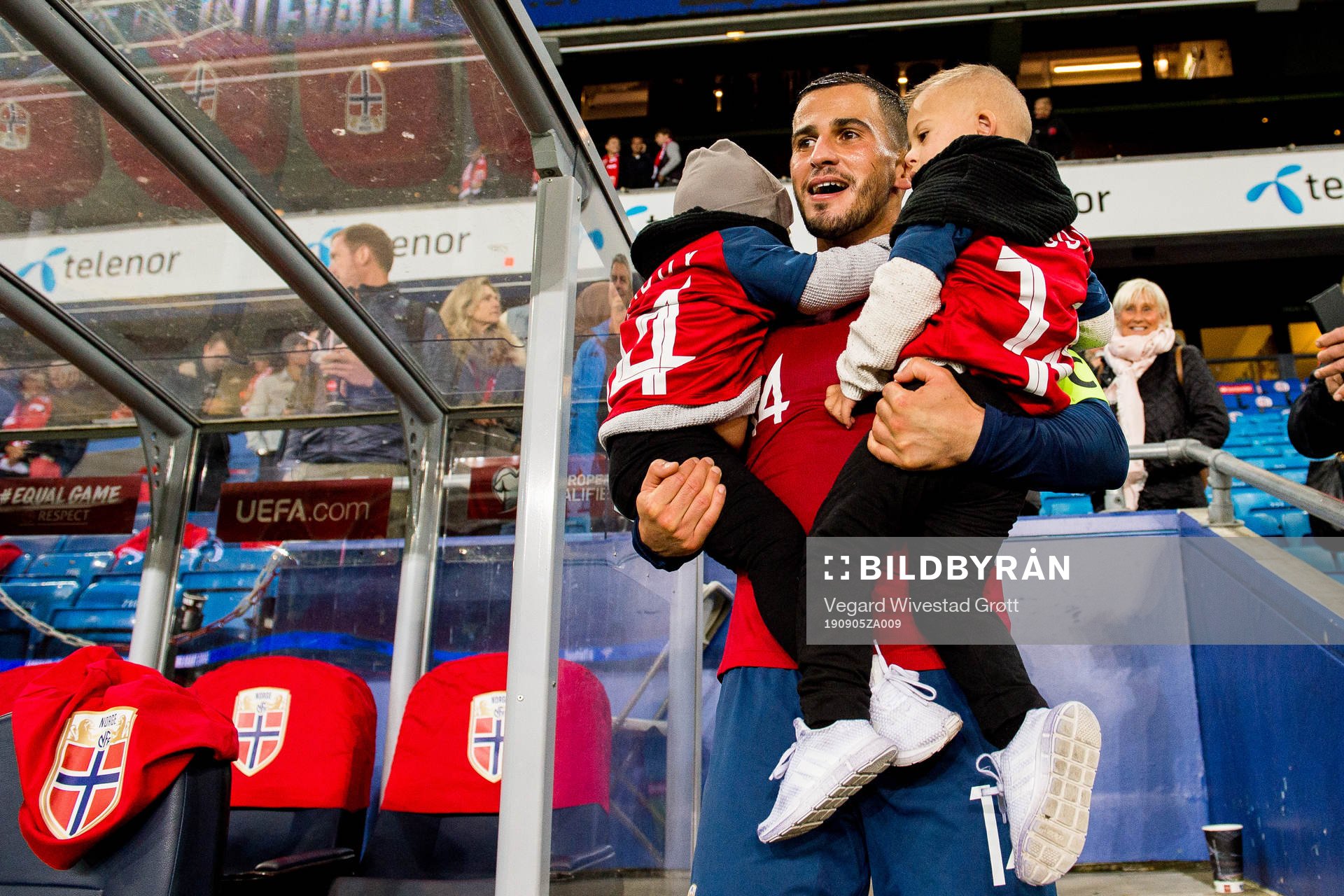 Omar Elabdellaoui of Norway with his sons