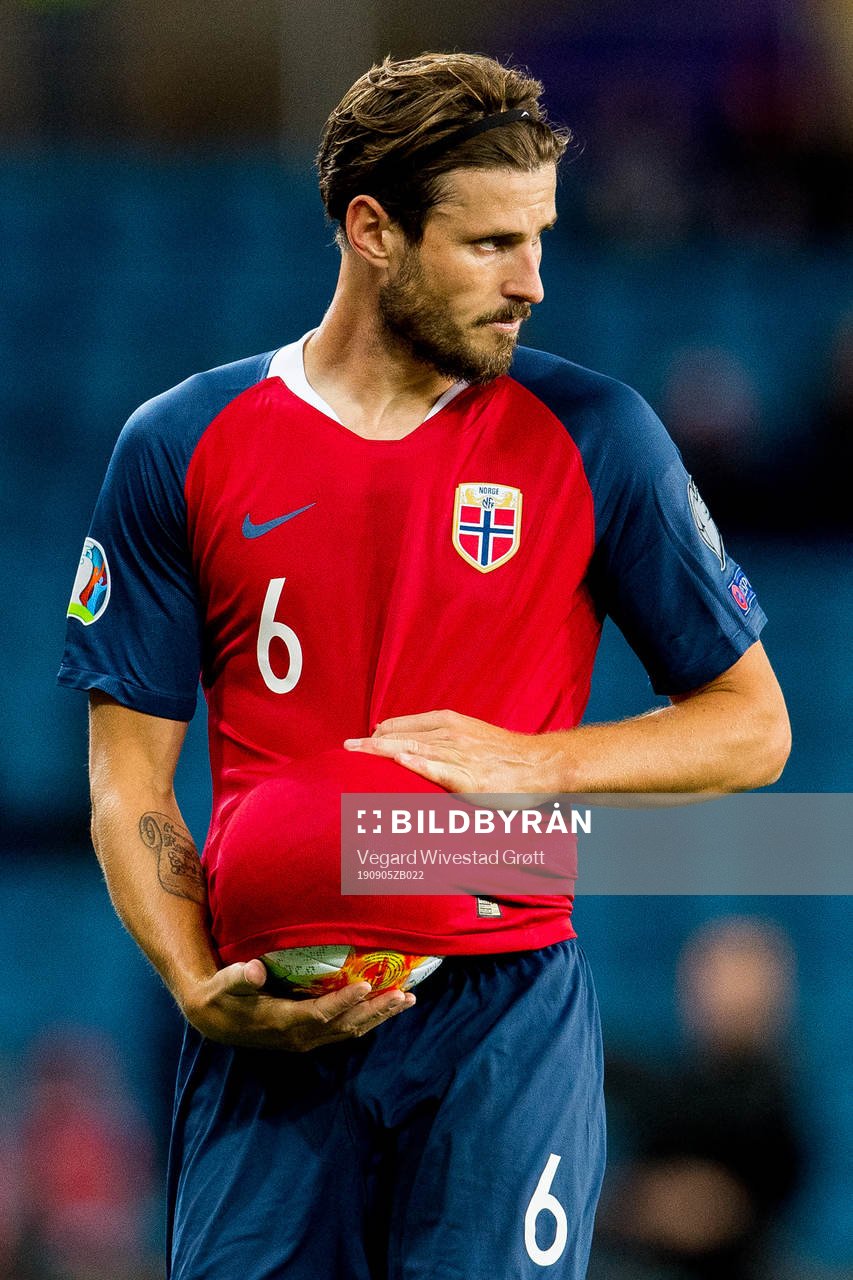 Håvard Nordtveit of Norway prepares to take a throw in