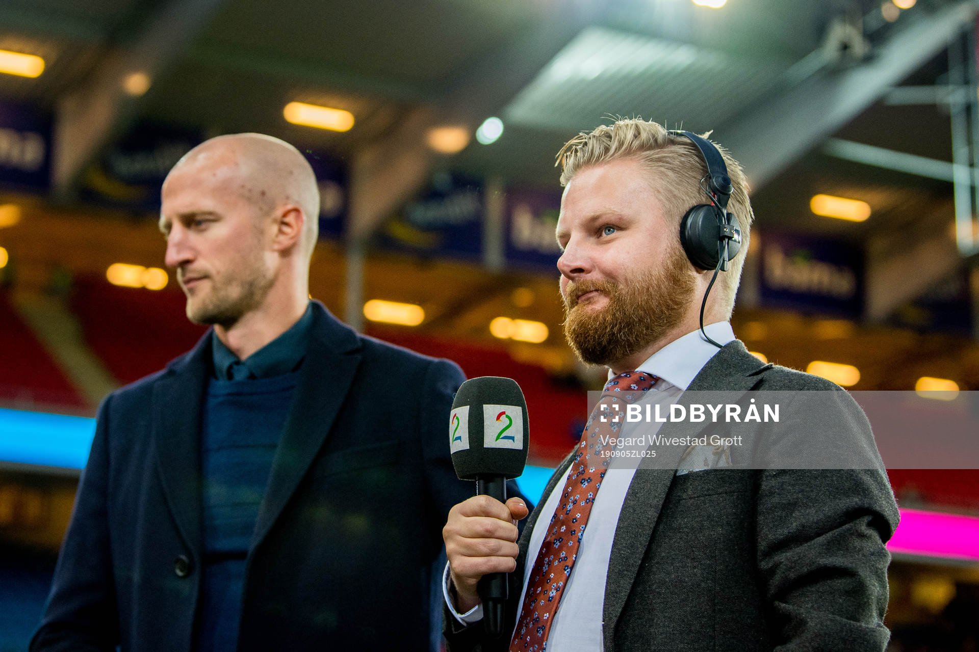 Brede Hangeland and Marius Skjelbæk of TV 2
