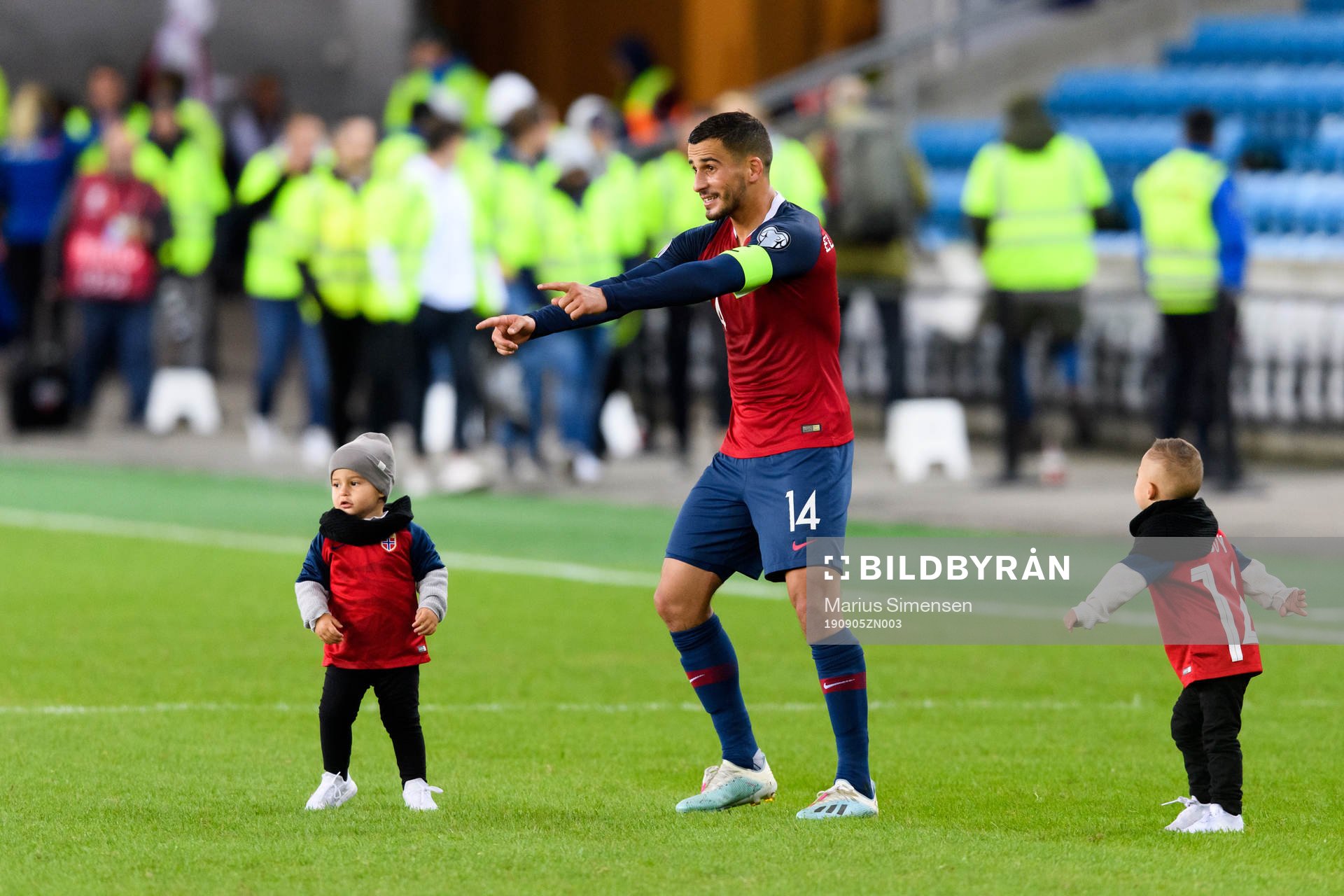 Omar Elabdellaoui of Norway with his children
