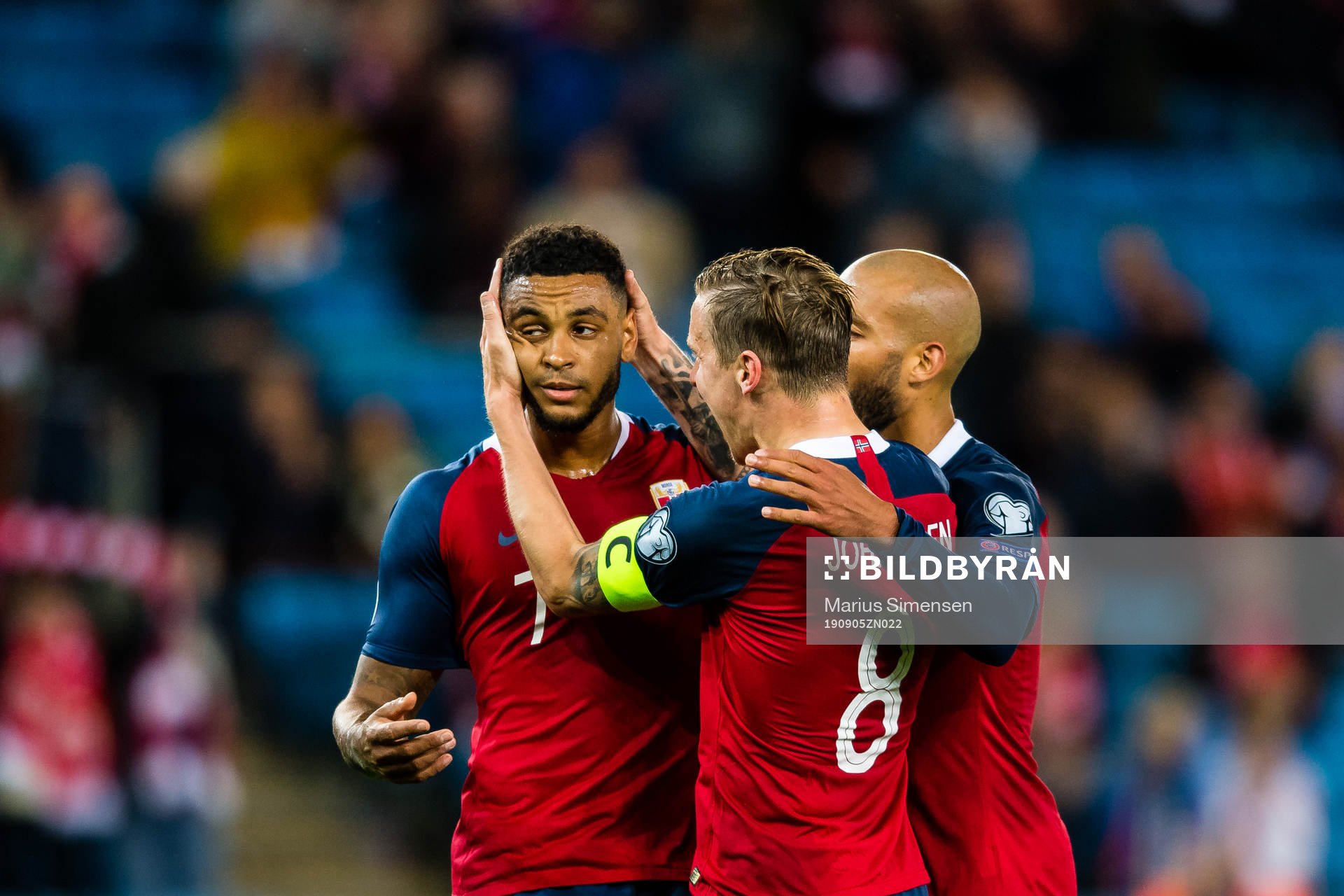 Joshua King of Norway celebrates