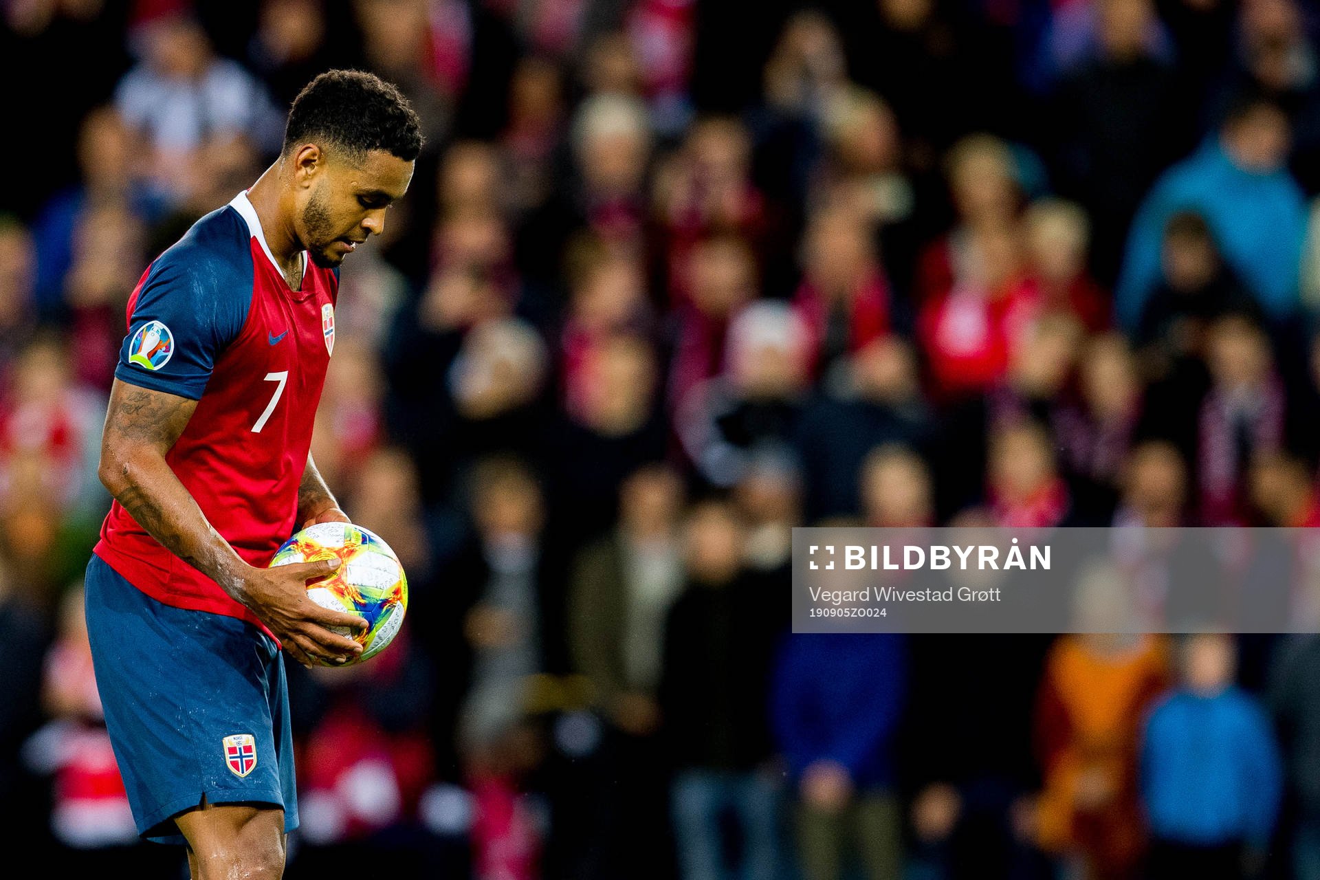 Joshua King of Norway prepares to take a penalty kick